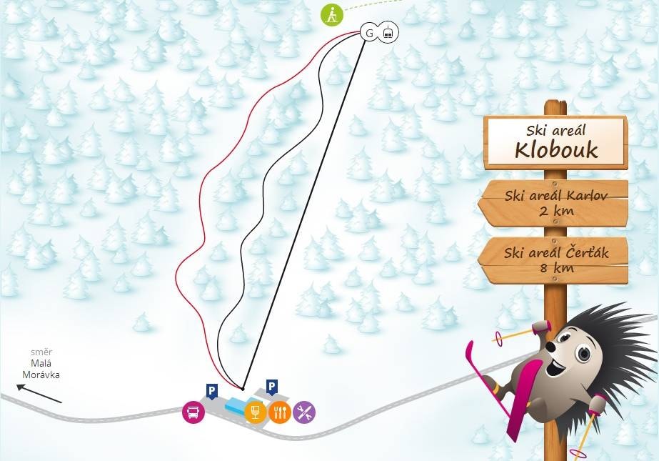Klobouk – Malá Morávka (Ski Karlov) trail map