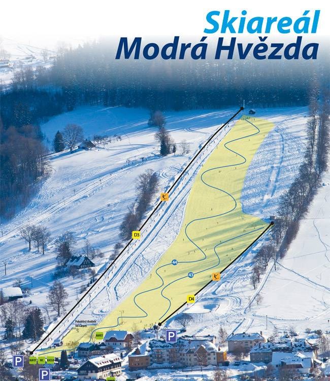 Modrá Hvězda-Bahýnka trail map