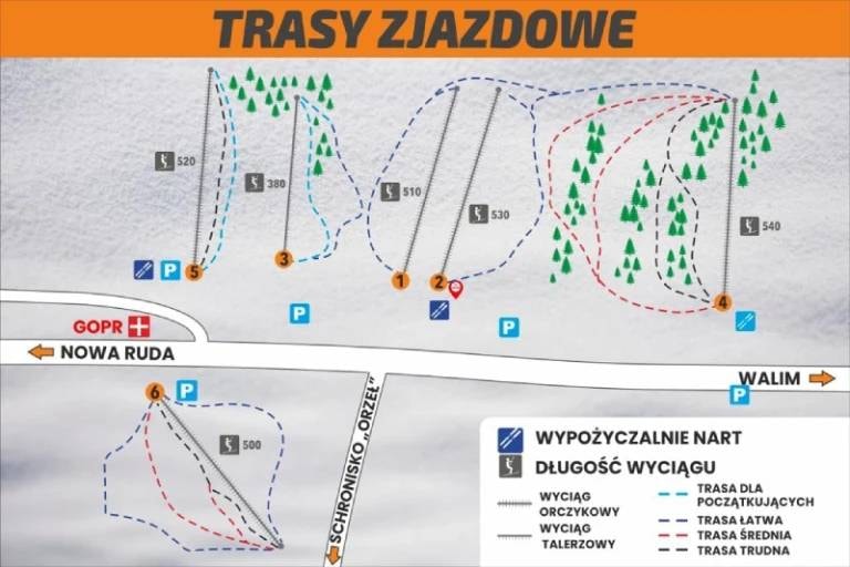 Górnik – Rzeczka/Sokolec trail map