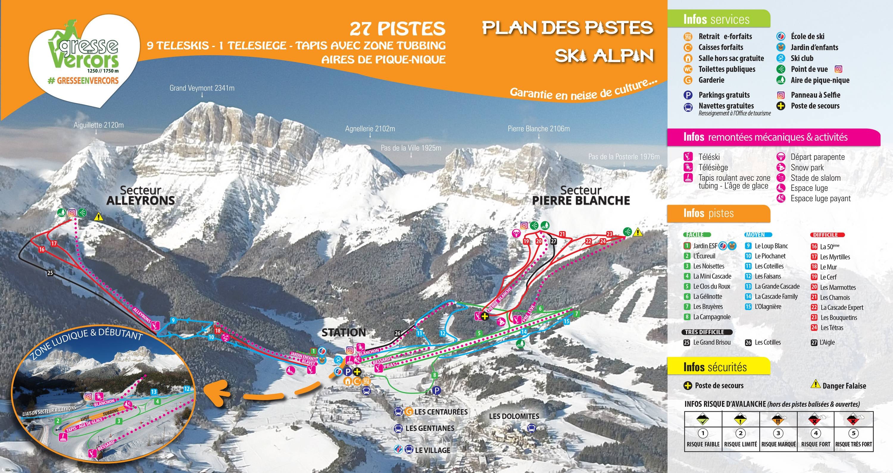 Gresse en Vercors trail map