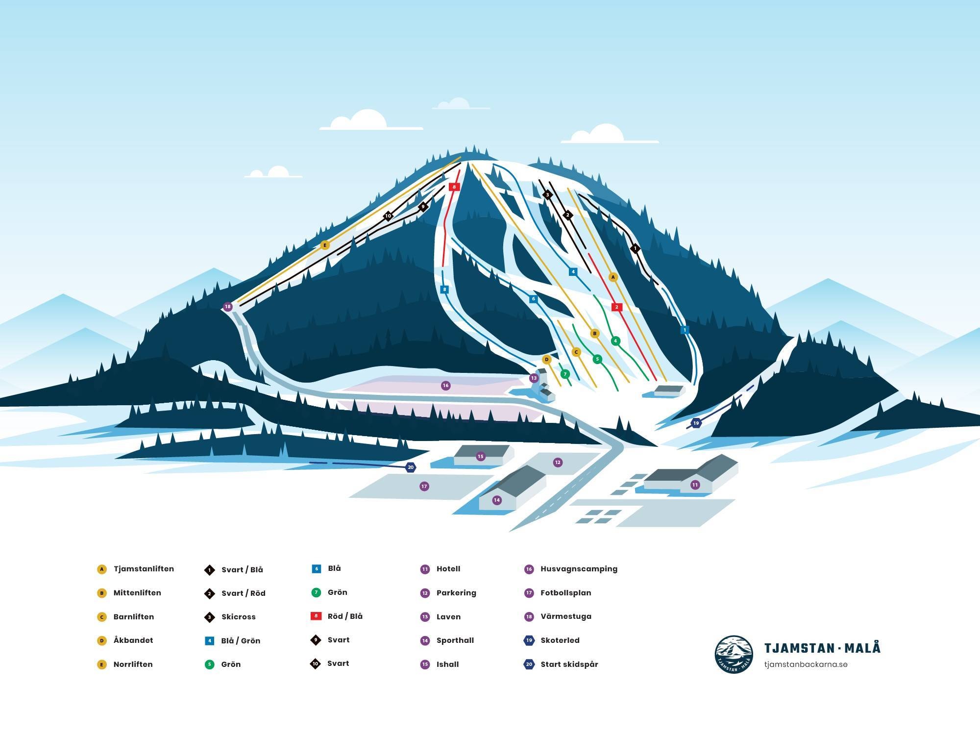 Tjamstanbackarna – Malå trail map