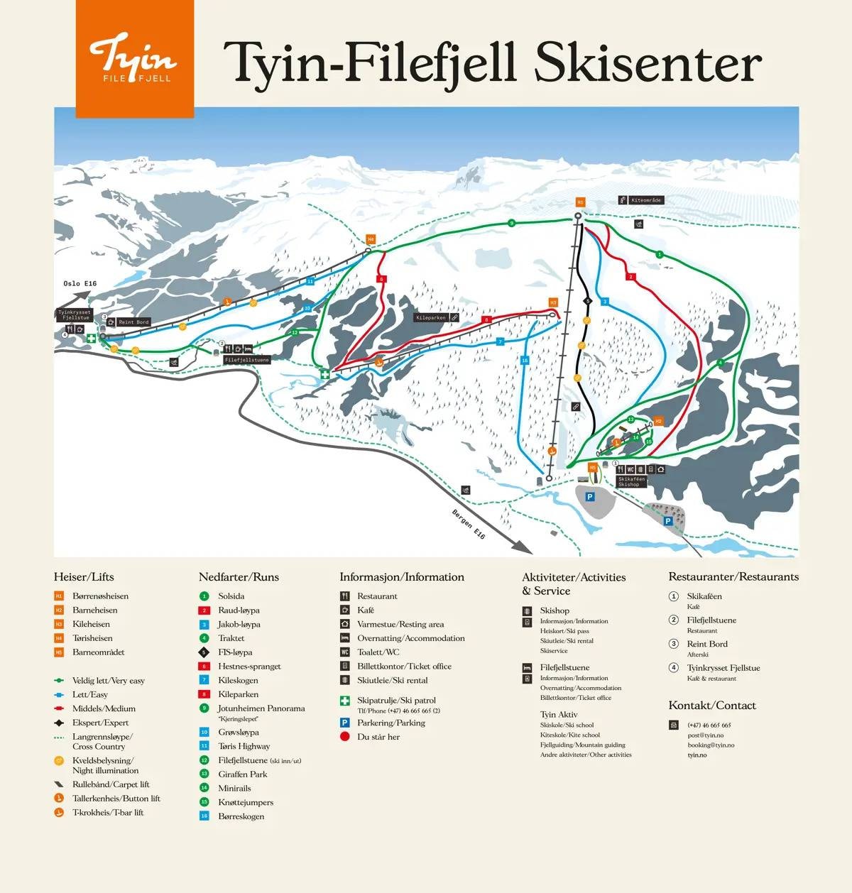 Tyin-Filefjell trail map