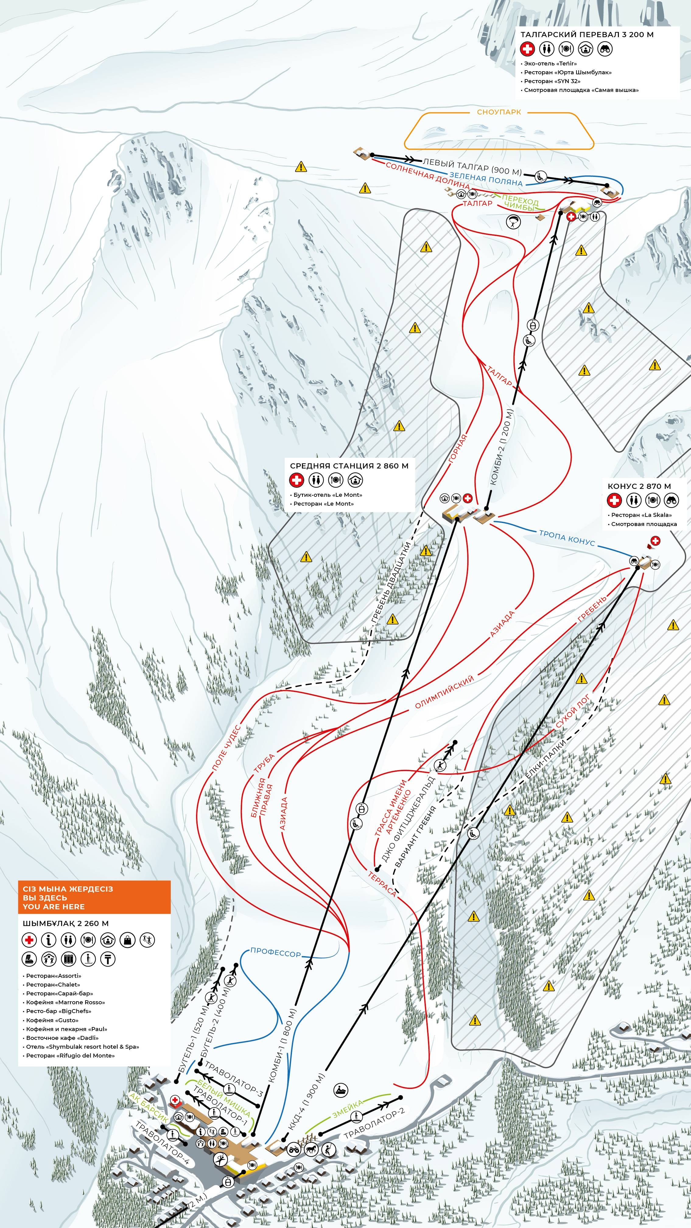 Shymbulak (Chimbulak) trail map