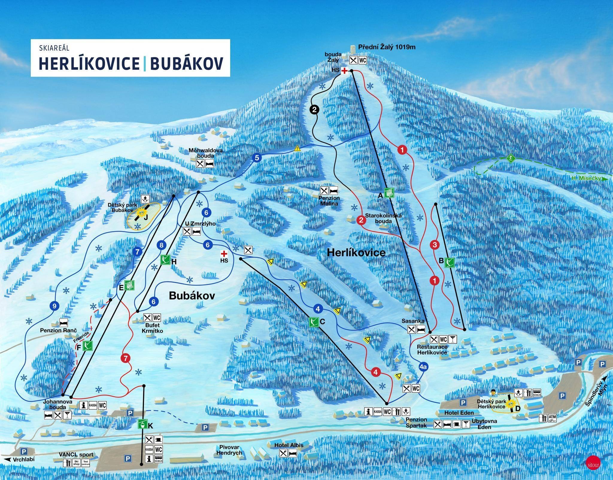 Herlíkovice-Bubákov trail map