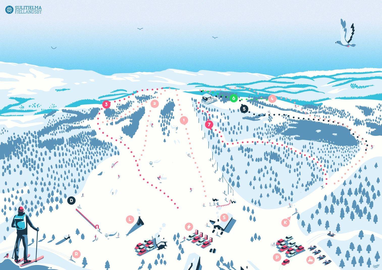Sulitjelma Fjellandsby trail map