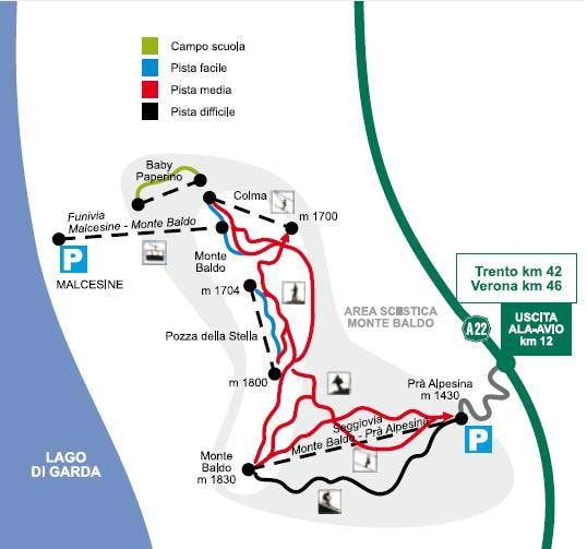 Monte Baldo – Malcesine/Prà Alpesina trail map