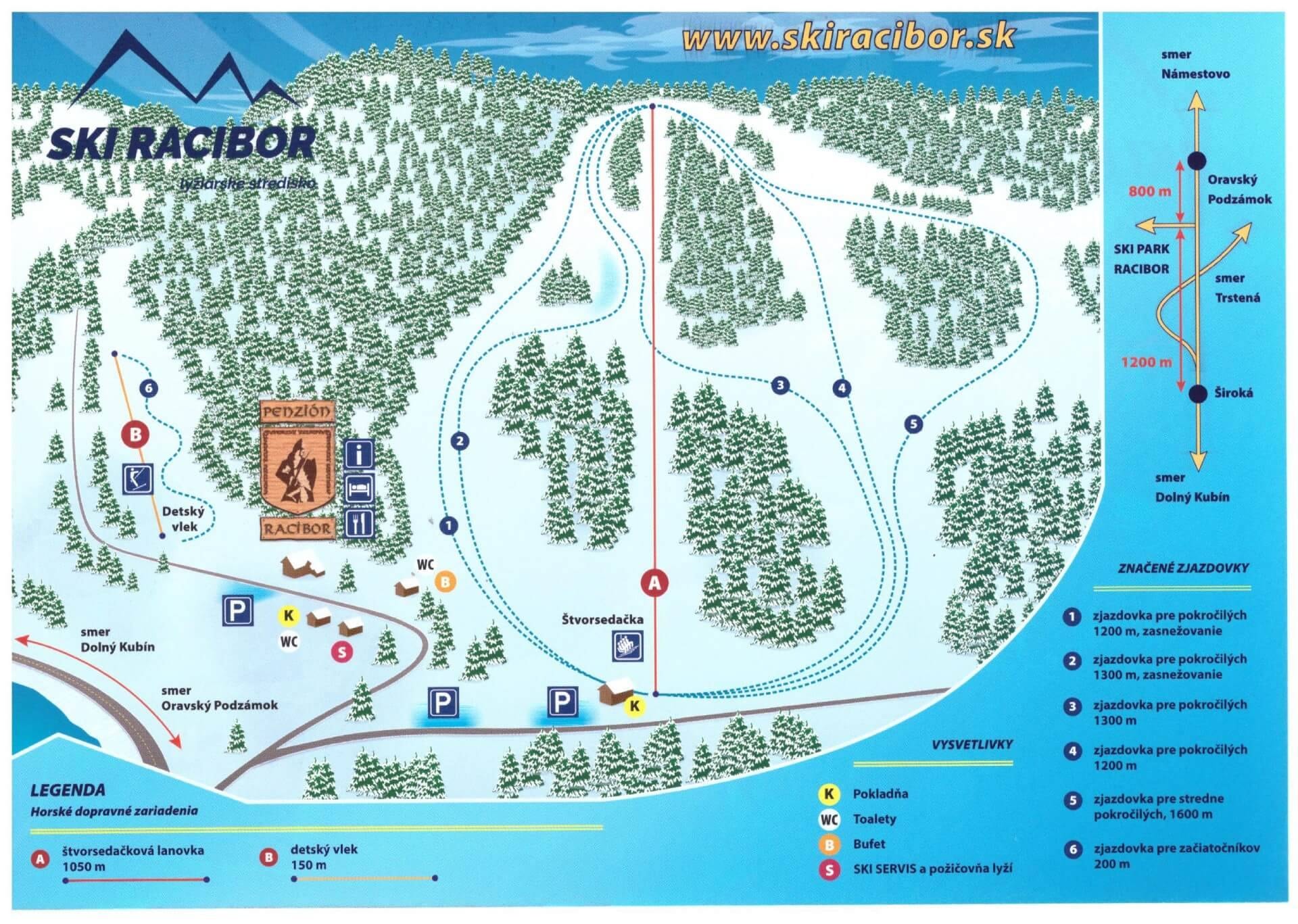 Skipark Racibor – Oravský Podzámok trail map