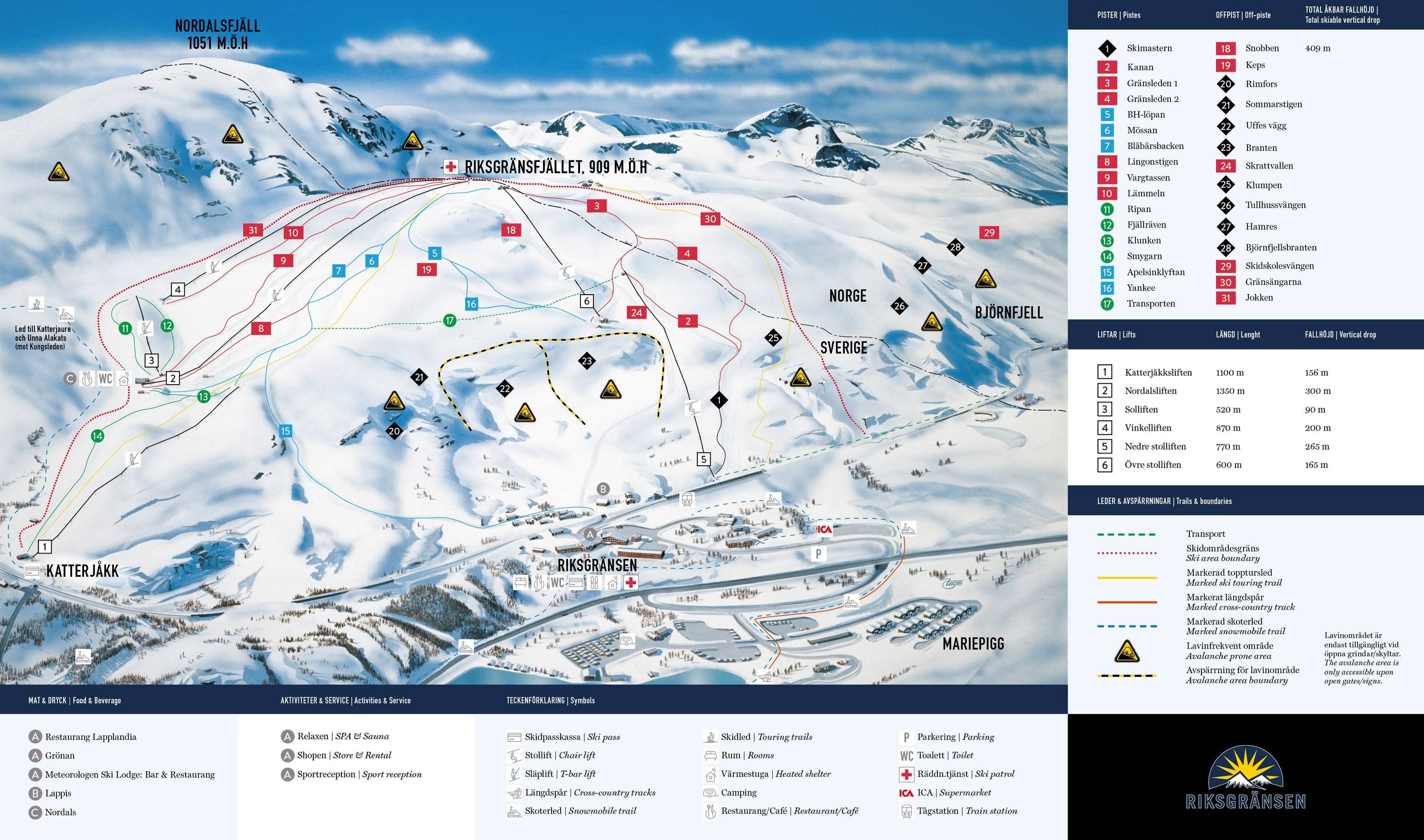 Riksgränsen trail map