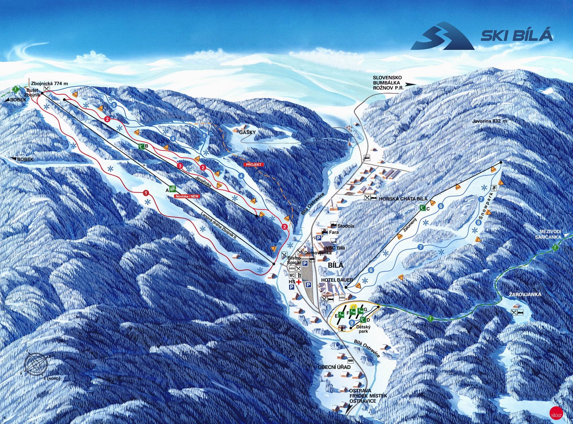 Bílá trail map