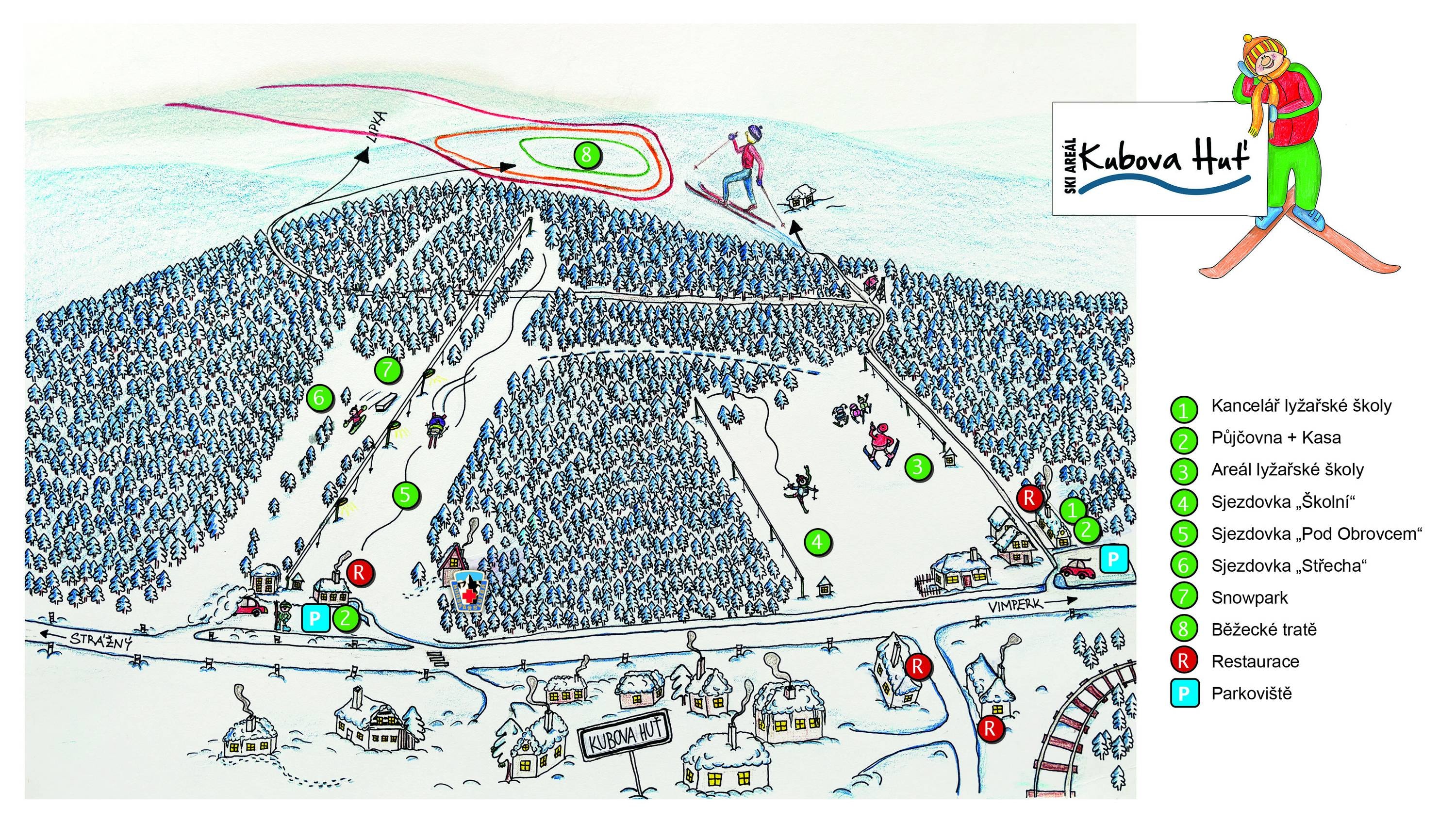 Kubova Huť trail map