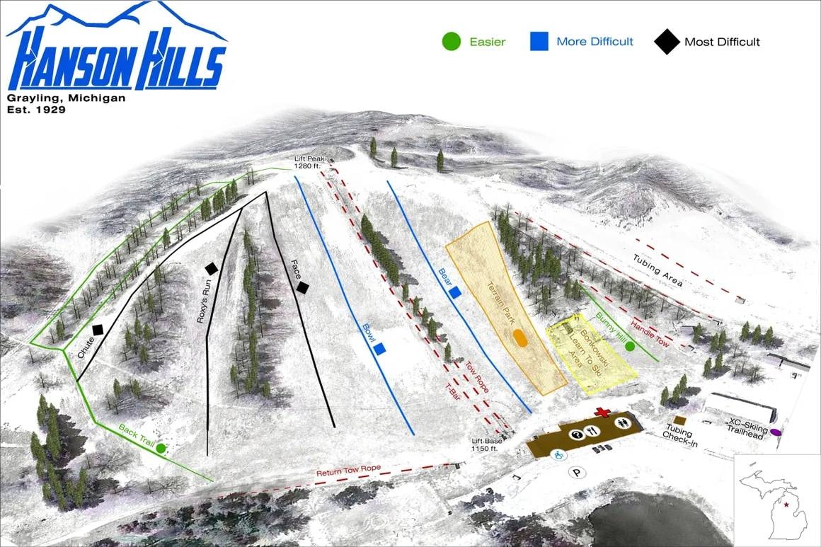 Hanson Hills trail map