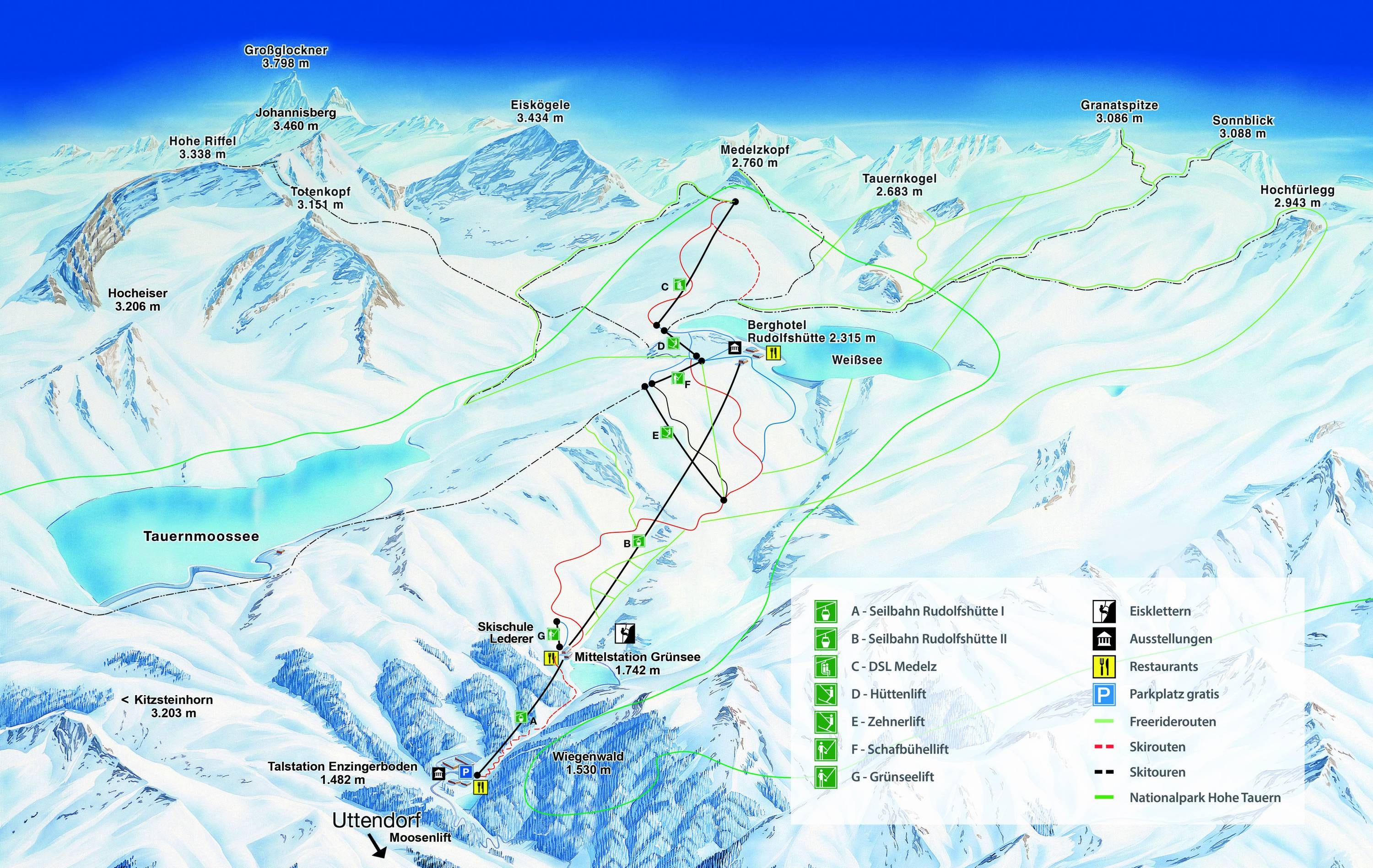 Weissee Gletscherwelt – Uttendorf trail map
