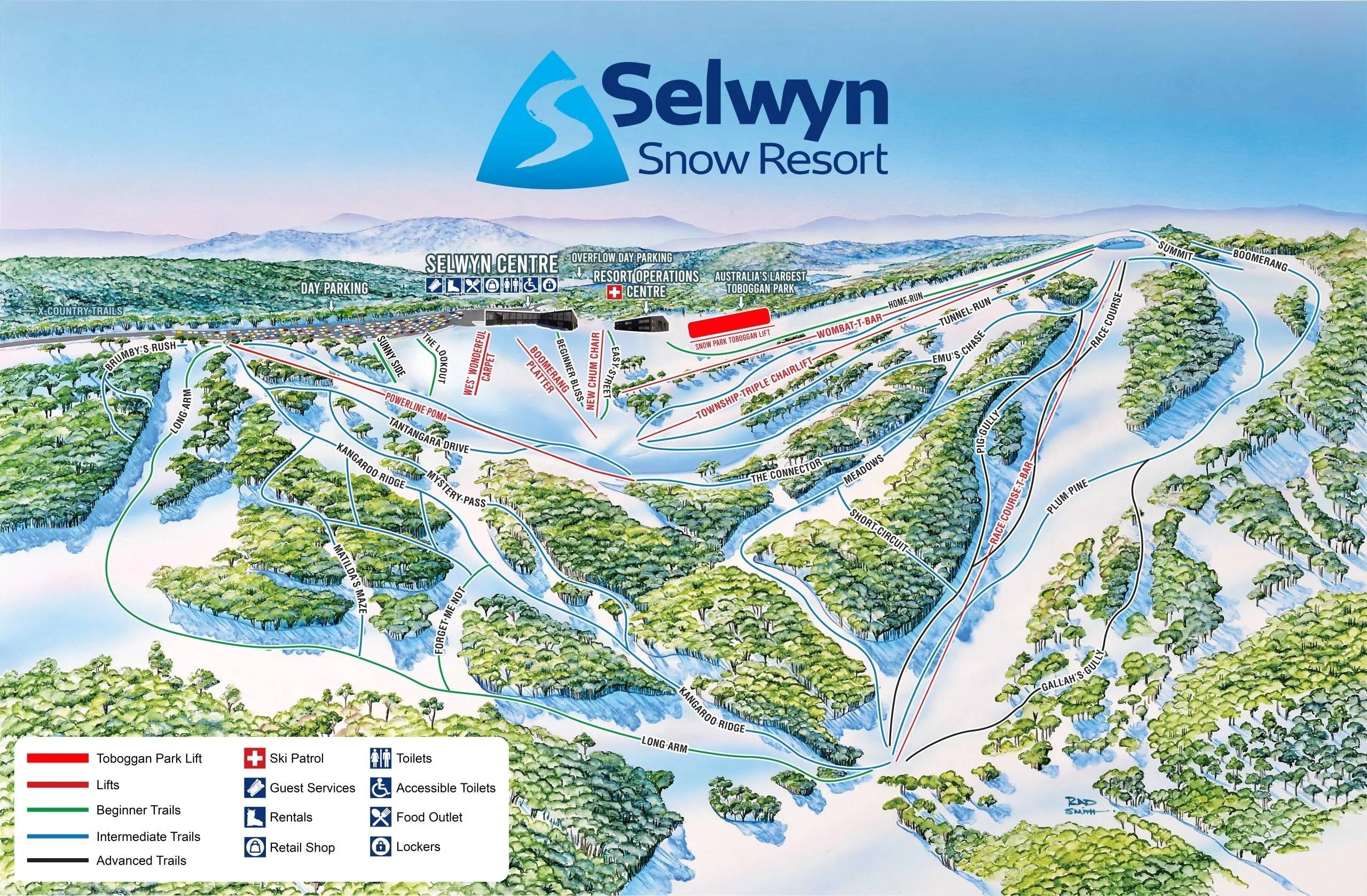 Selwyn Snowfields trail map