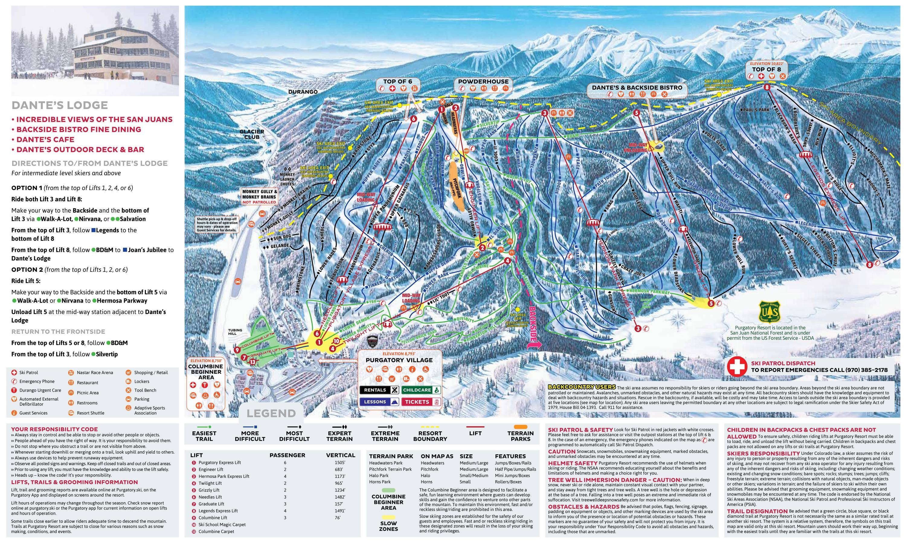 Purgatory – Durango trail map