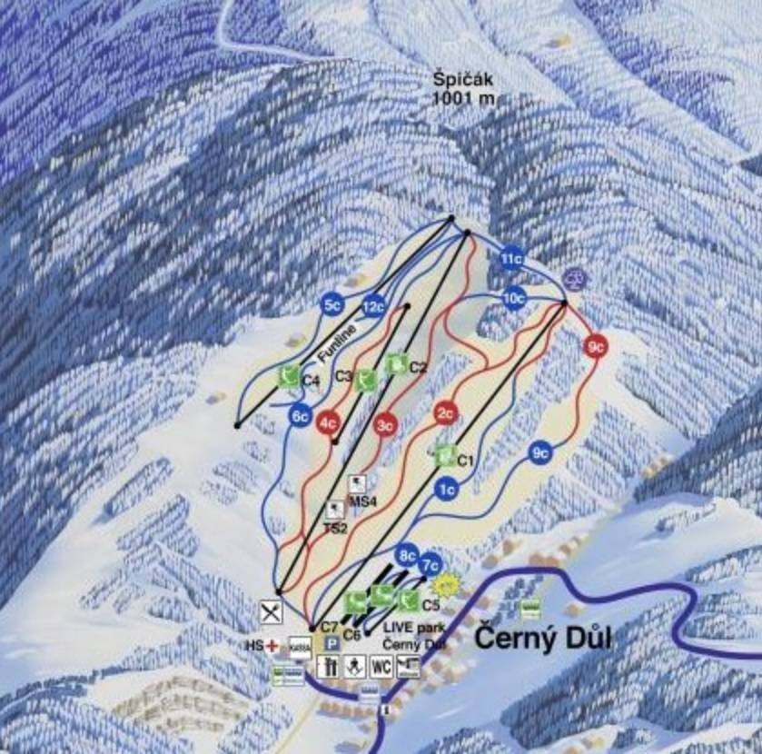 Černý Důl trail map