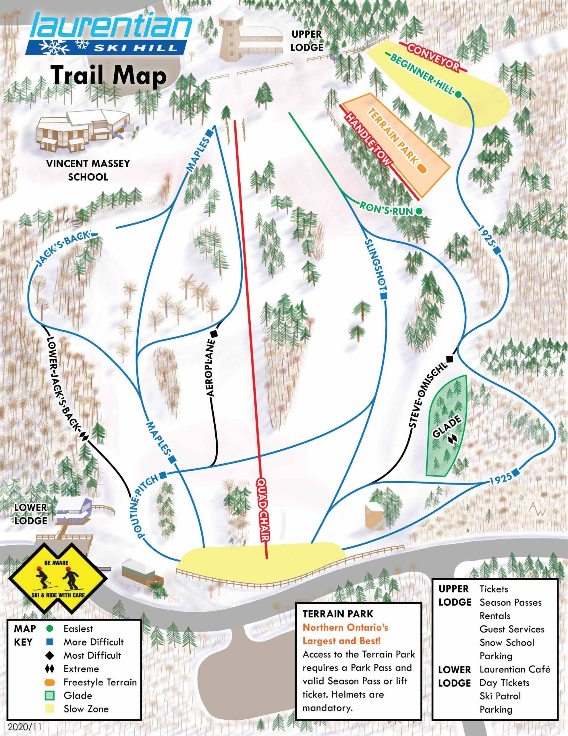 Laurentian Ski Hill – North Bay trail map