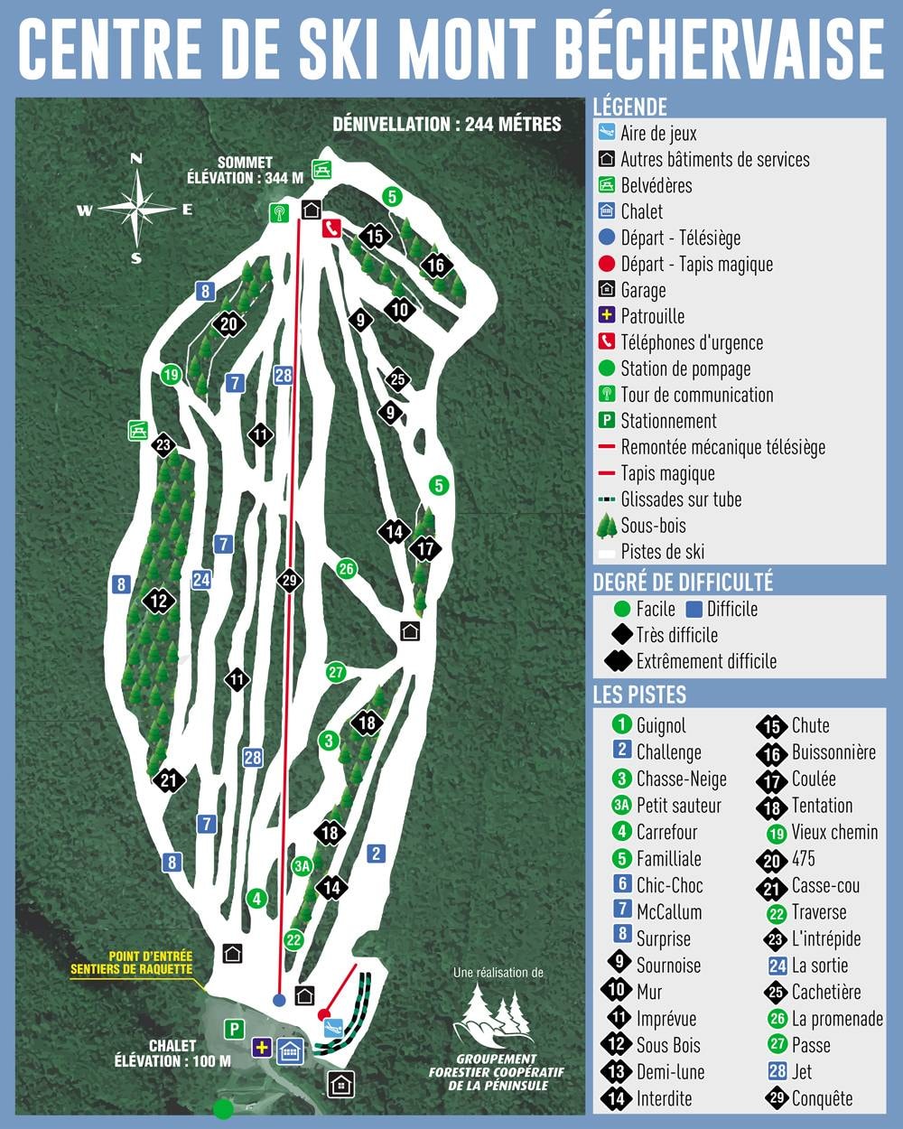 Mont Béchervaise trail map