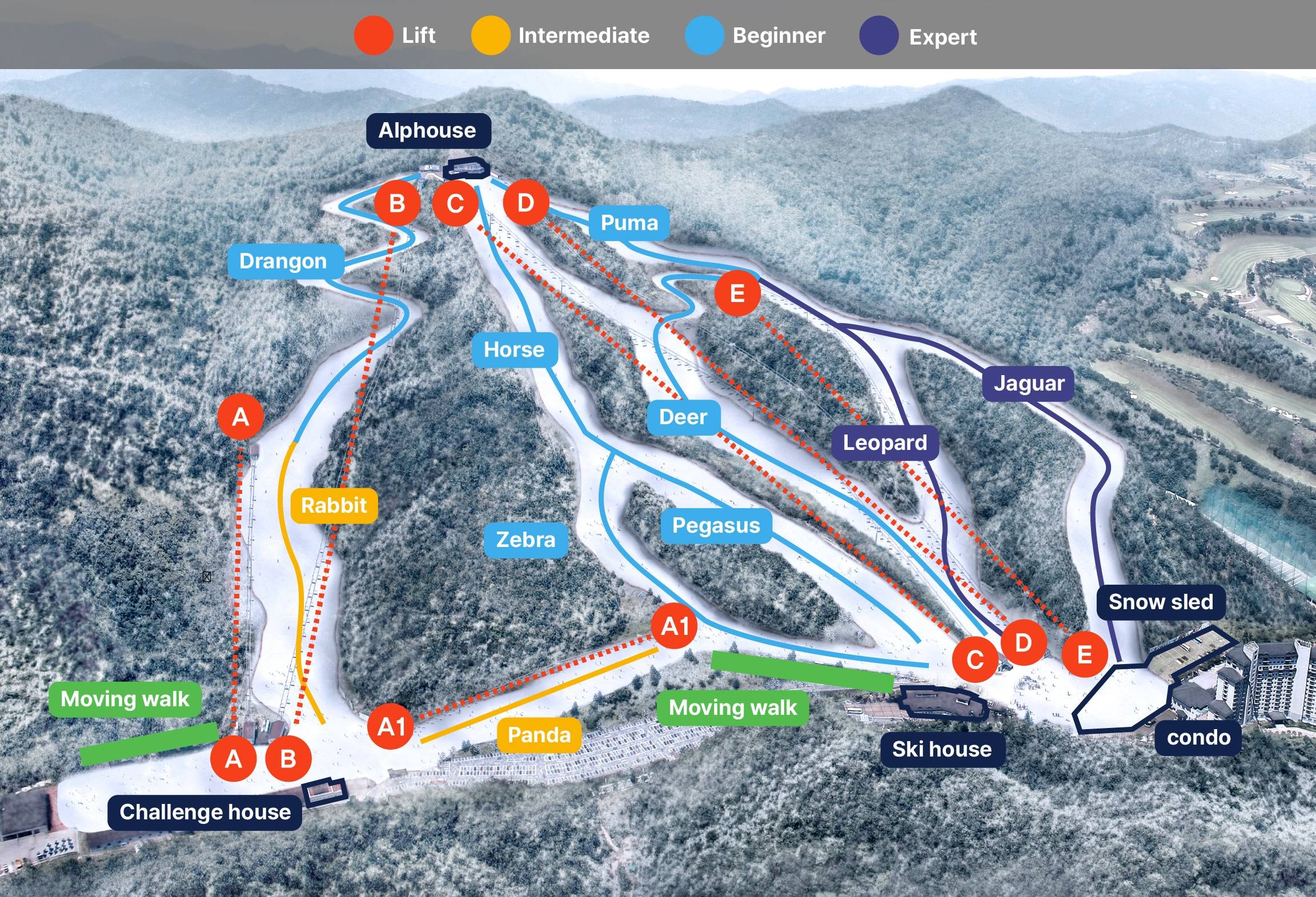 Elysian Gangchon Resort trail map