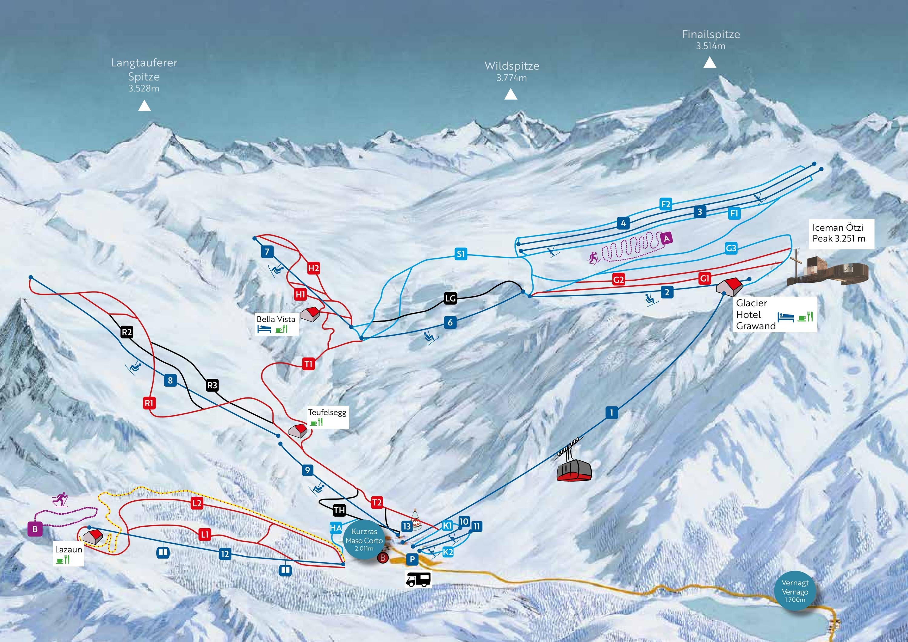 Val Senales Glacier (Schnalstaler Gletscher) trail map