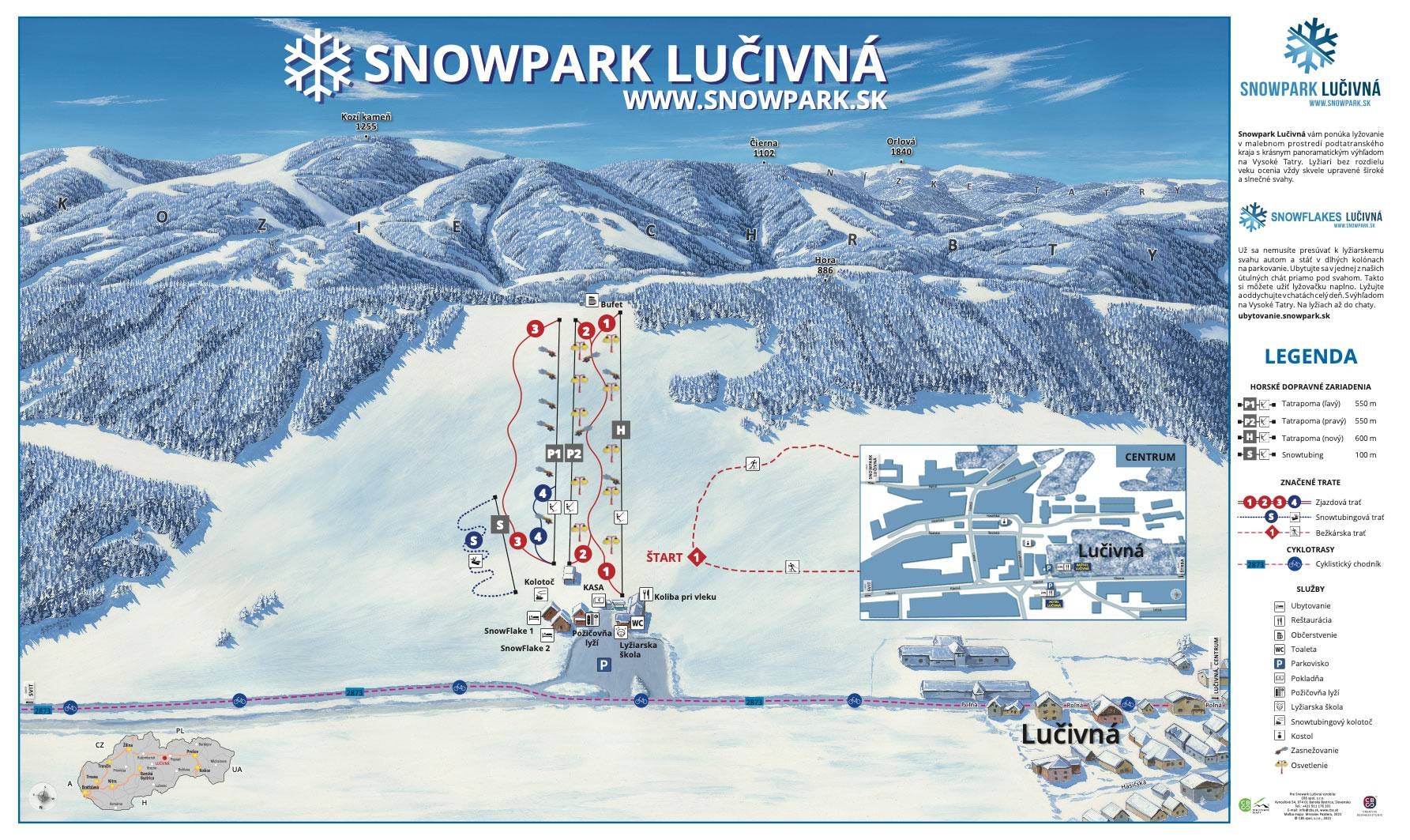 Lučivná Snowpark trail map