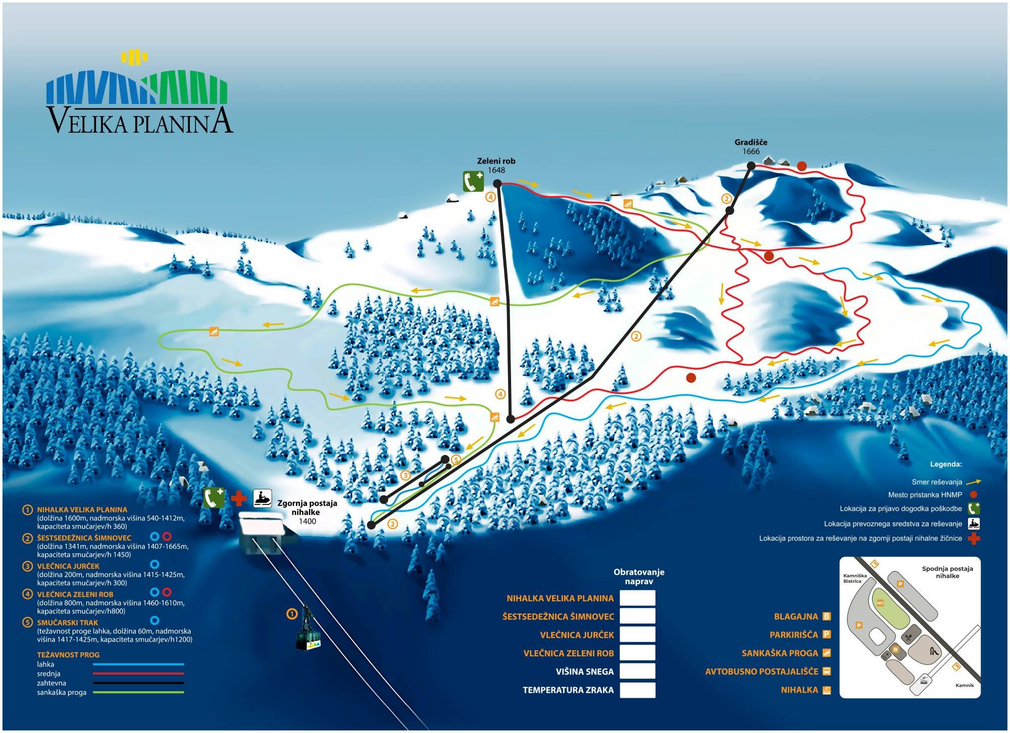 Velika Planina trail map