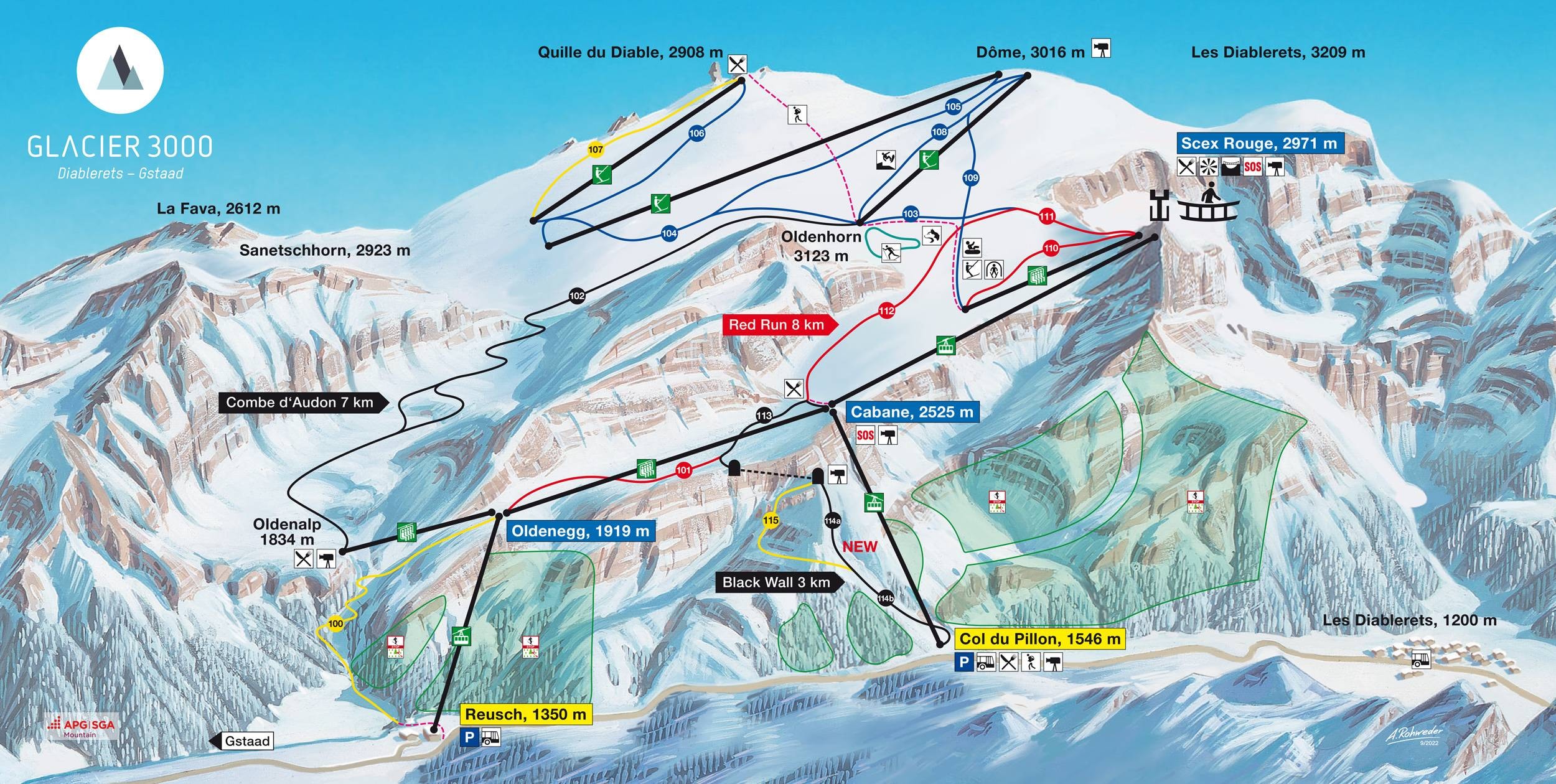 Glacier 3000 – Les Diablerets trail map