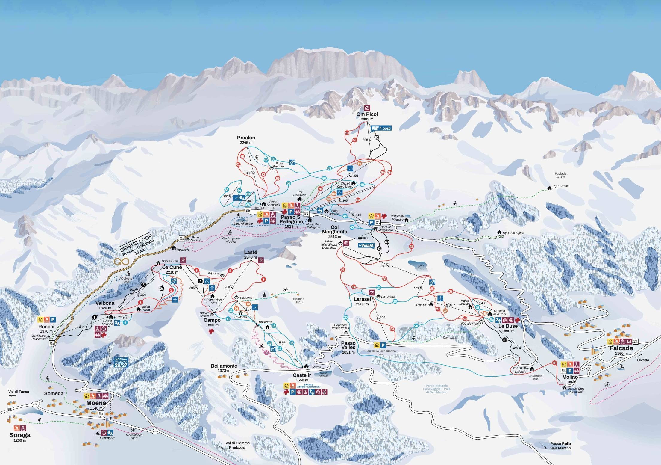 Passo San Pellegrino/Falcade trail map