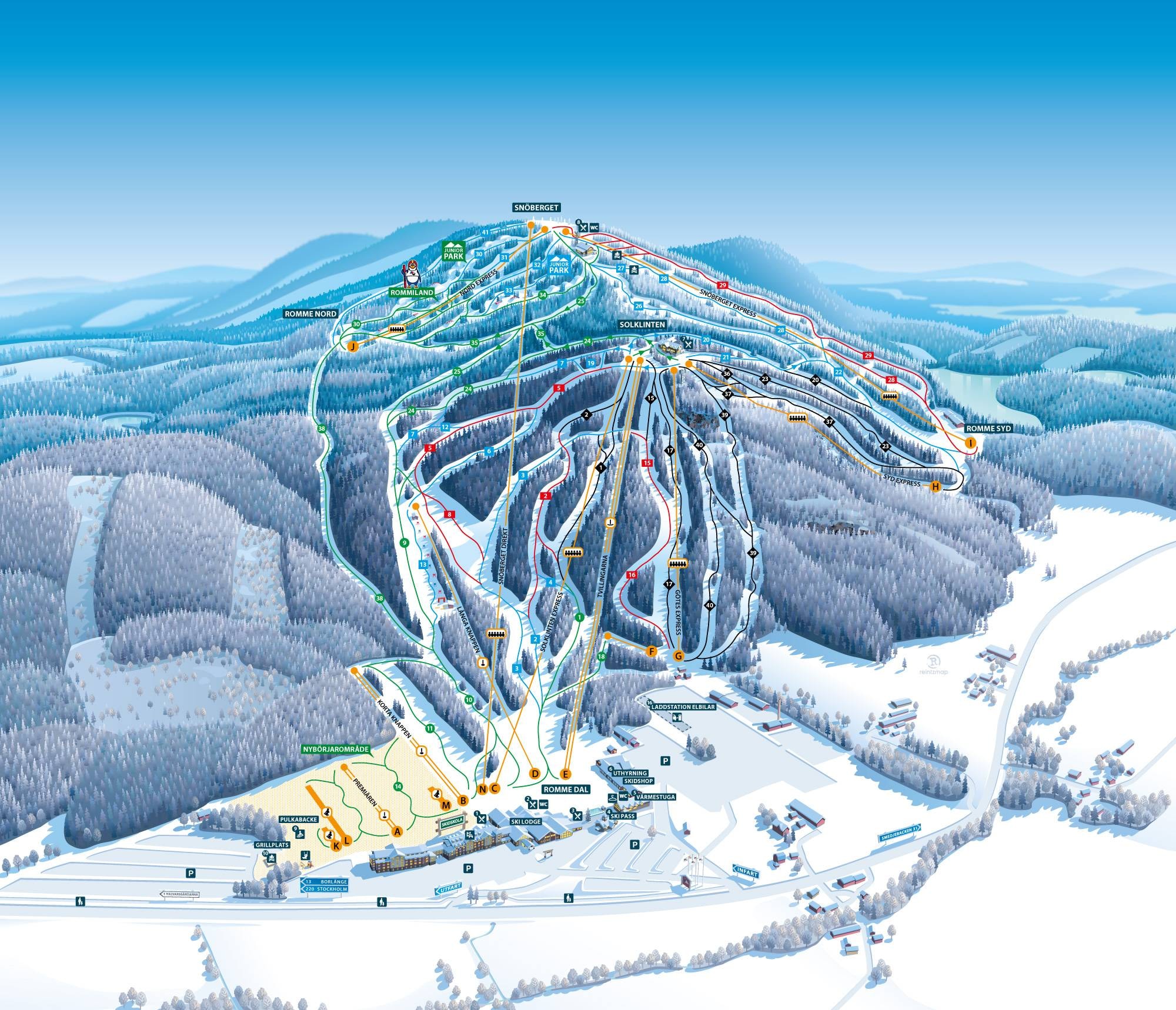 Romme Alpin trail map