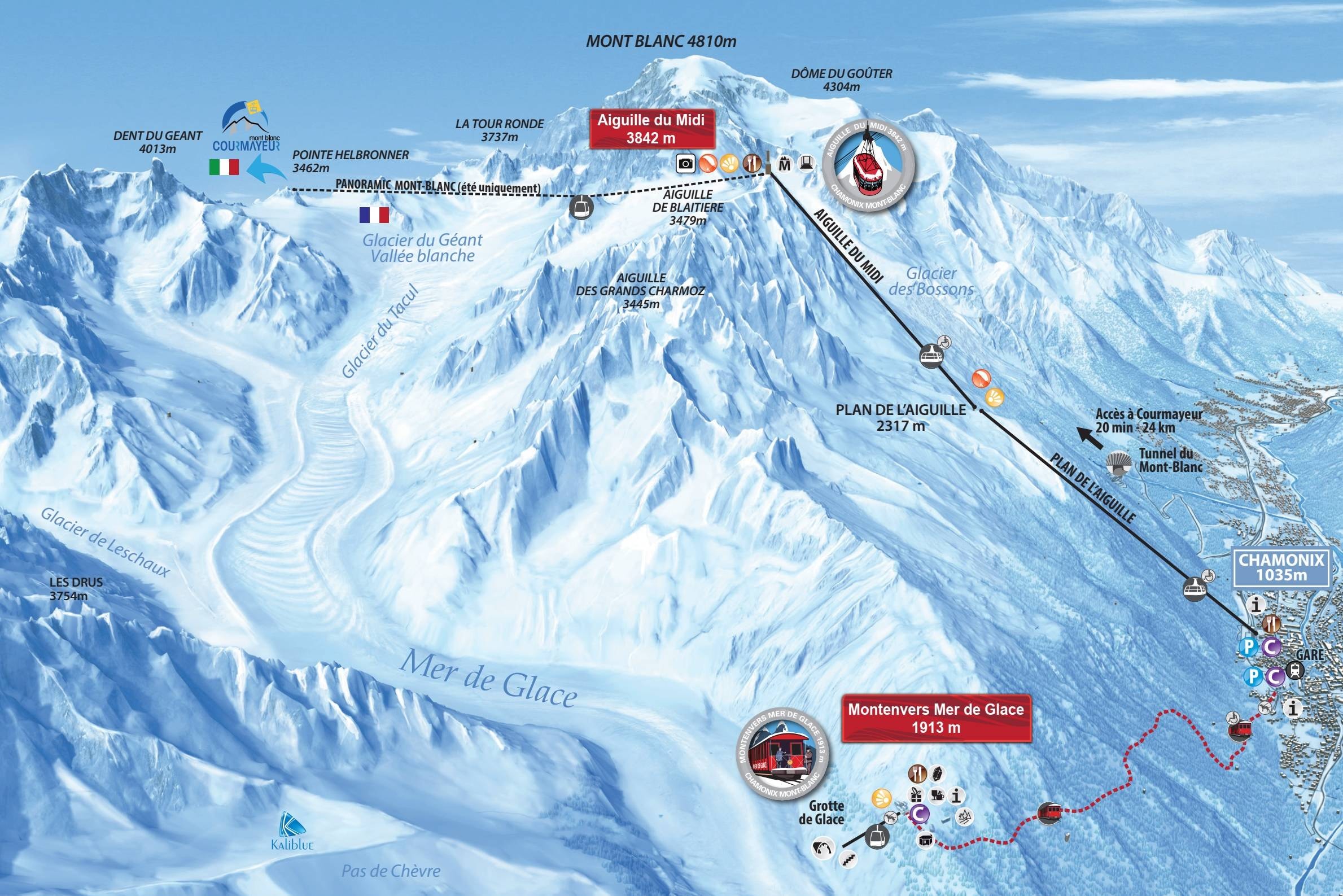Aiguille du Midi (Chamonix) trail map
