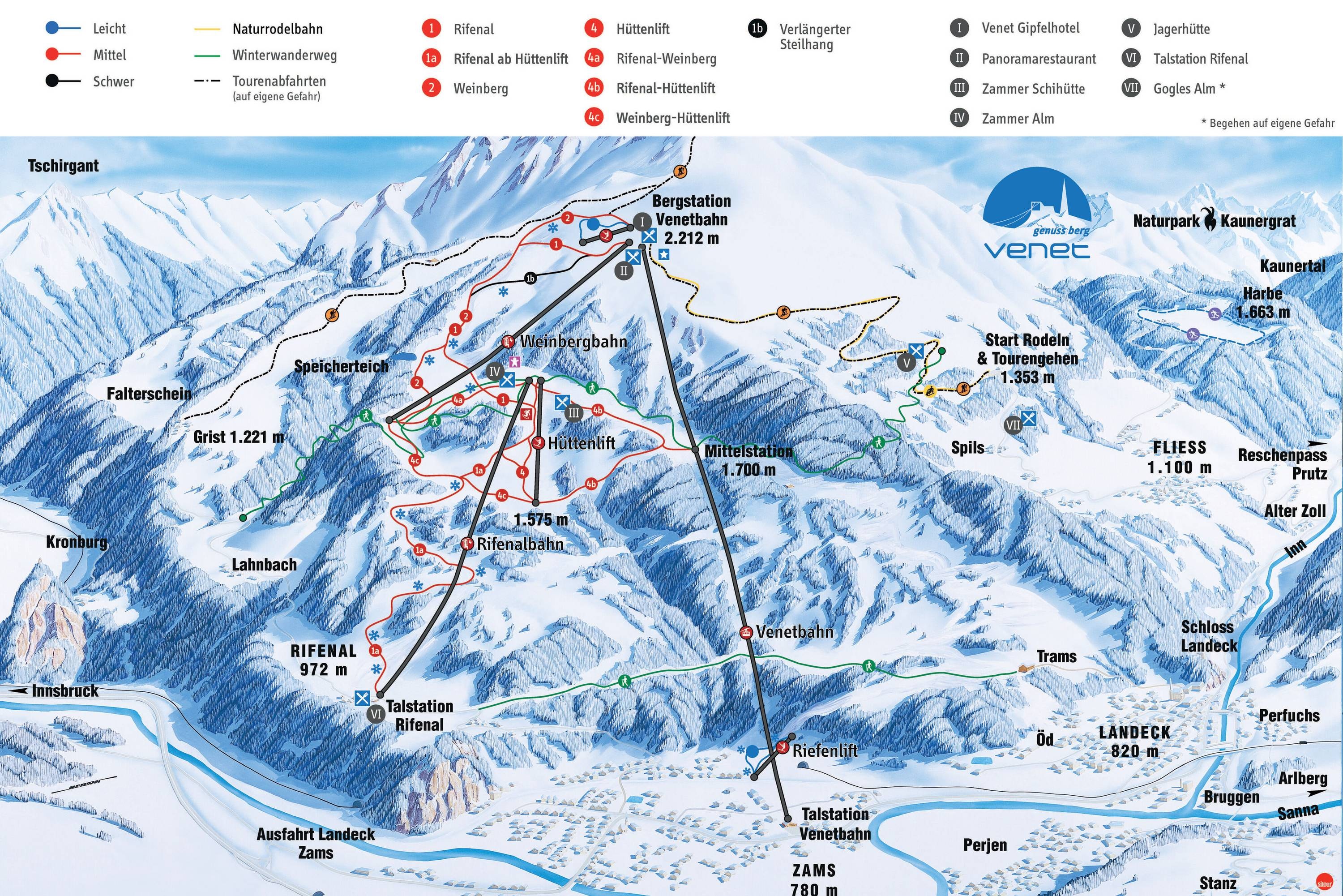 Venet – Landeck/Zams/Fliess trail map