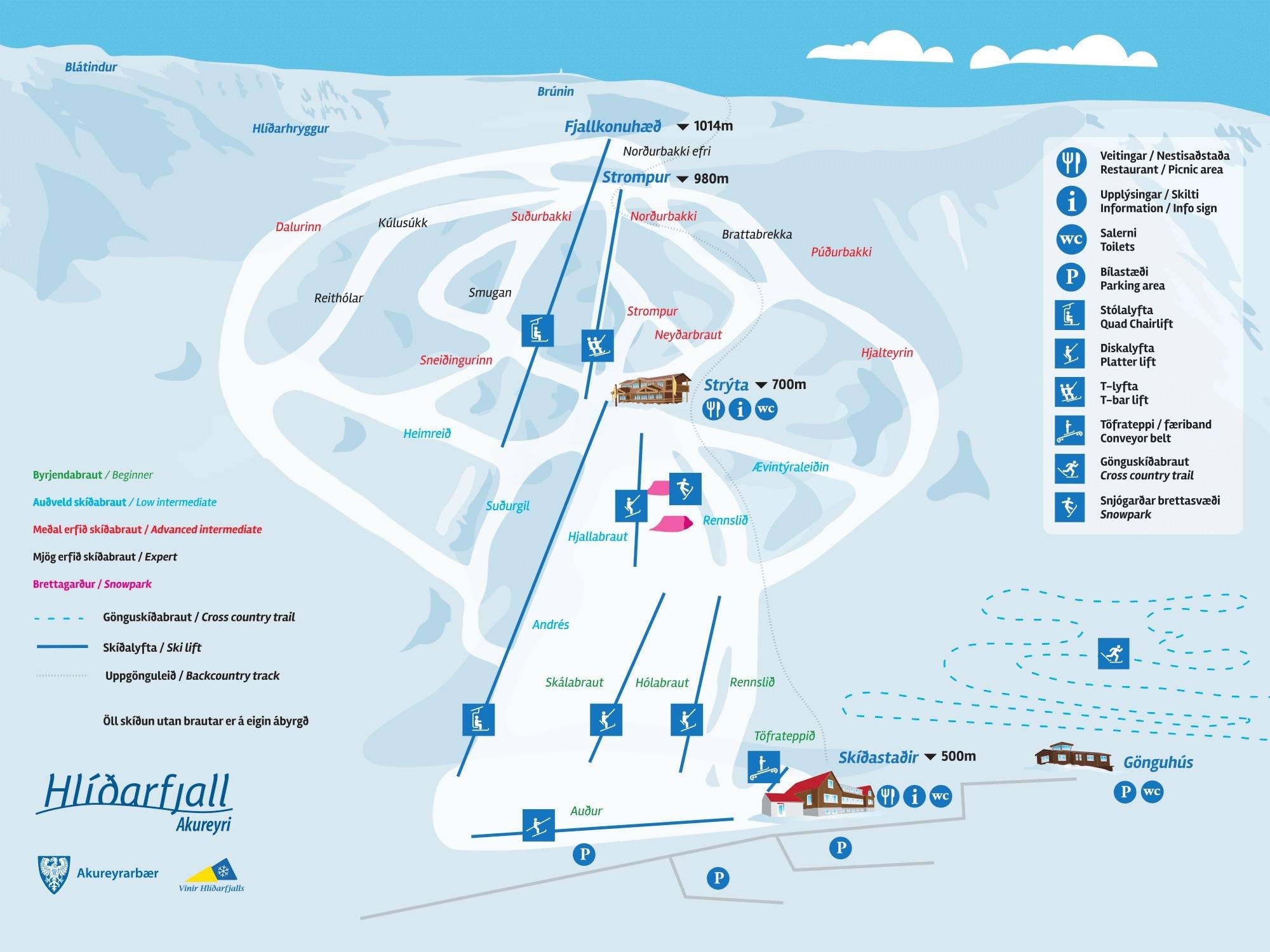 Hlíðarfjall – Akureyri trail map