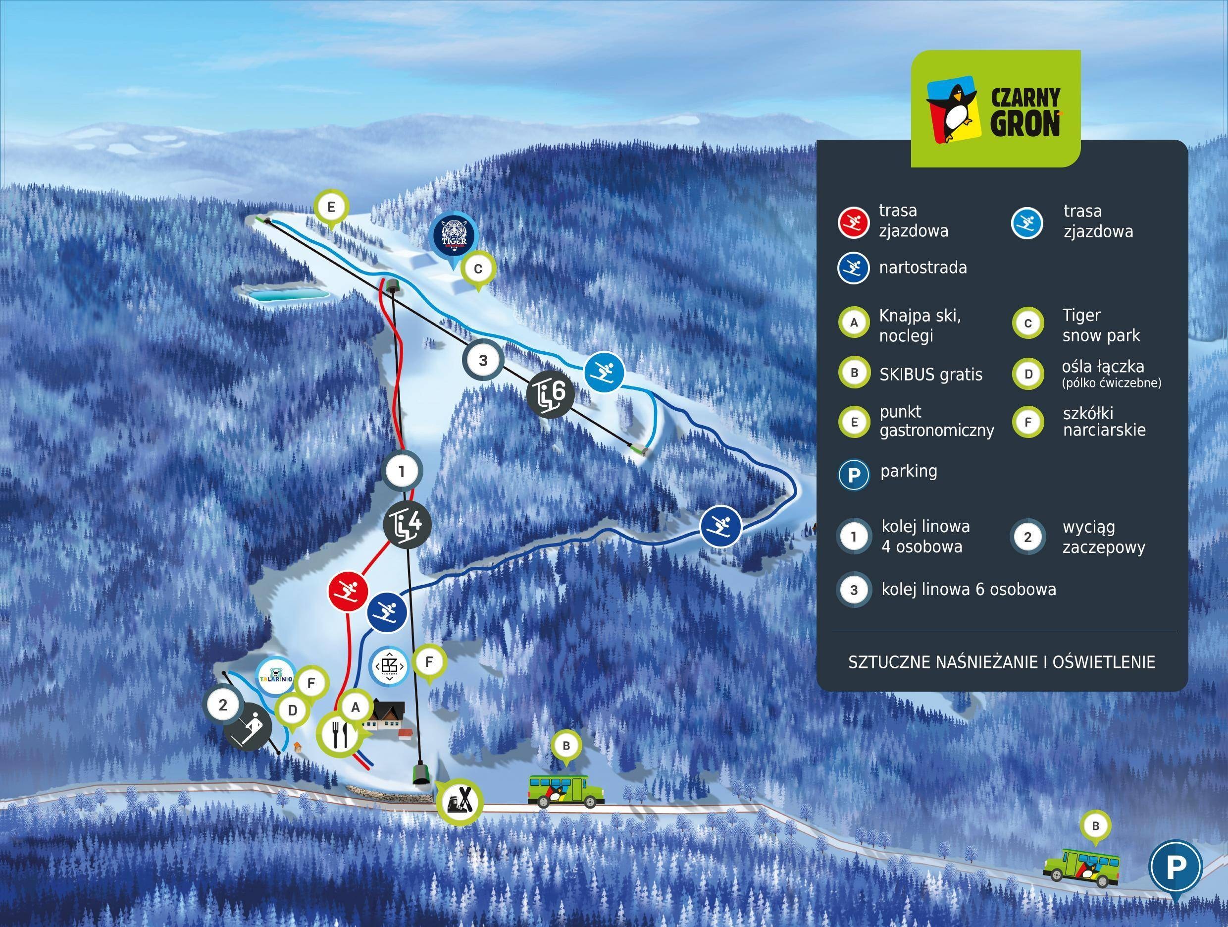 Czarny Groń trail map