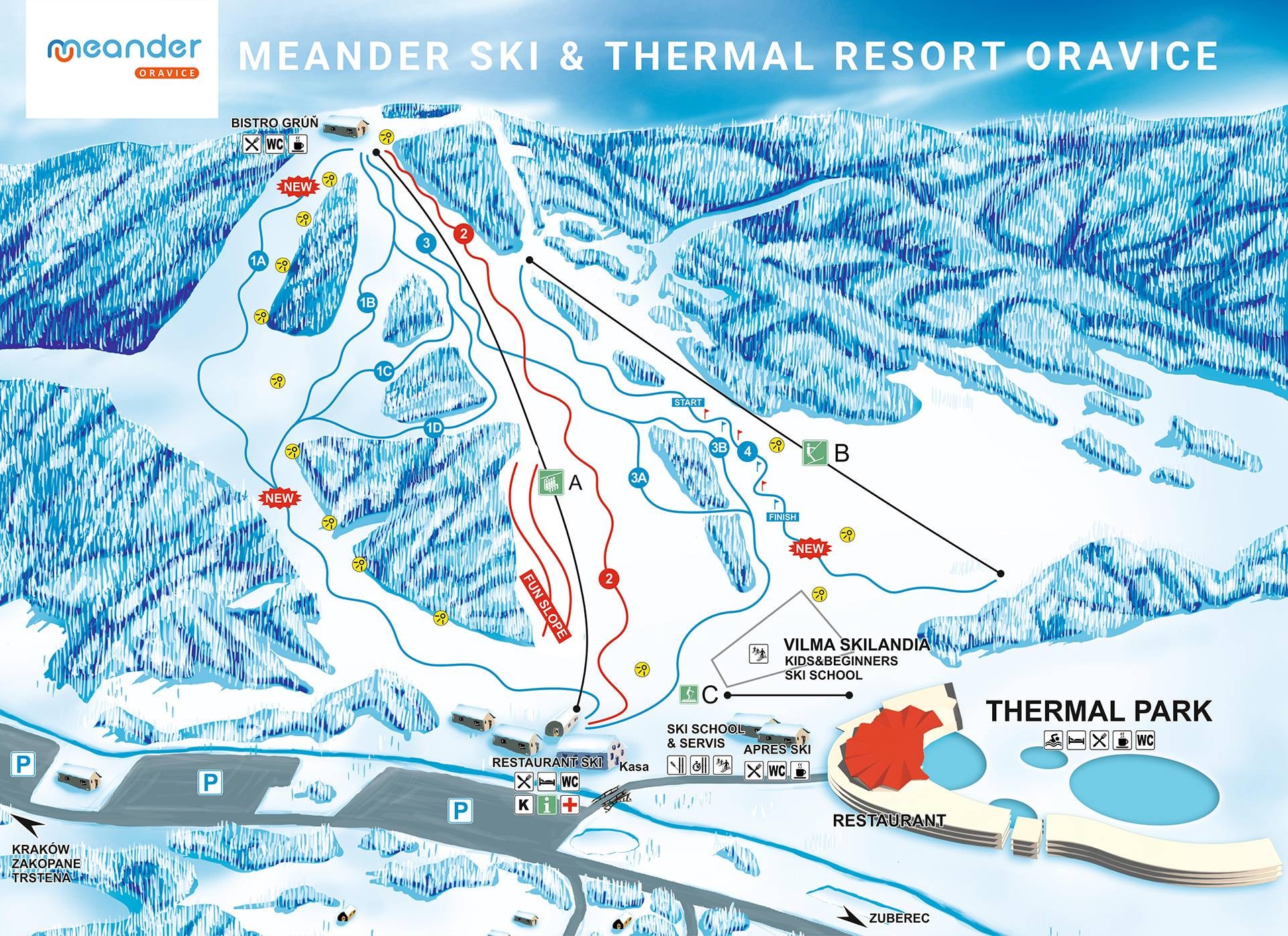 Meander Skipark – Oravice trail map