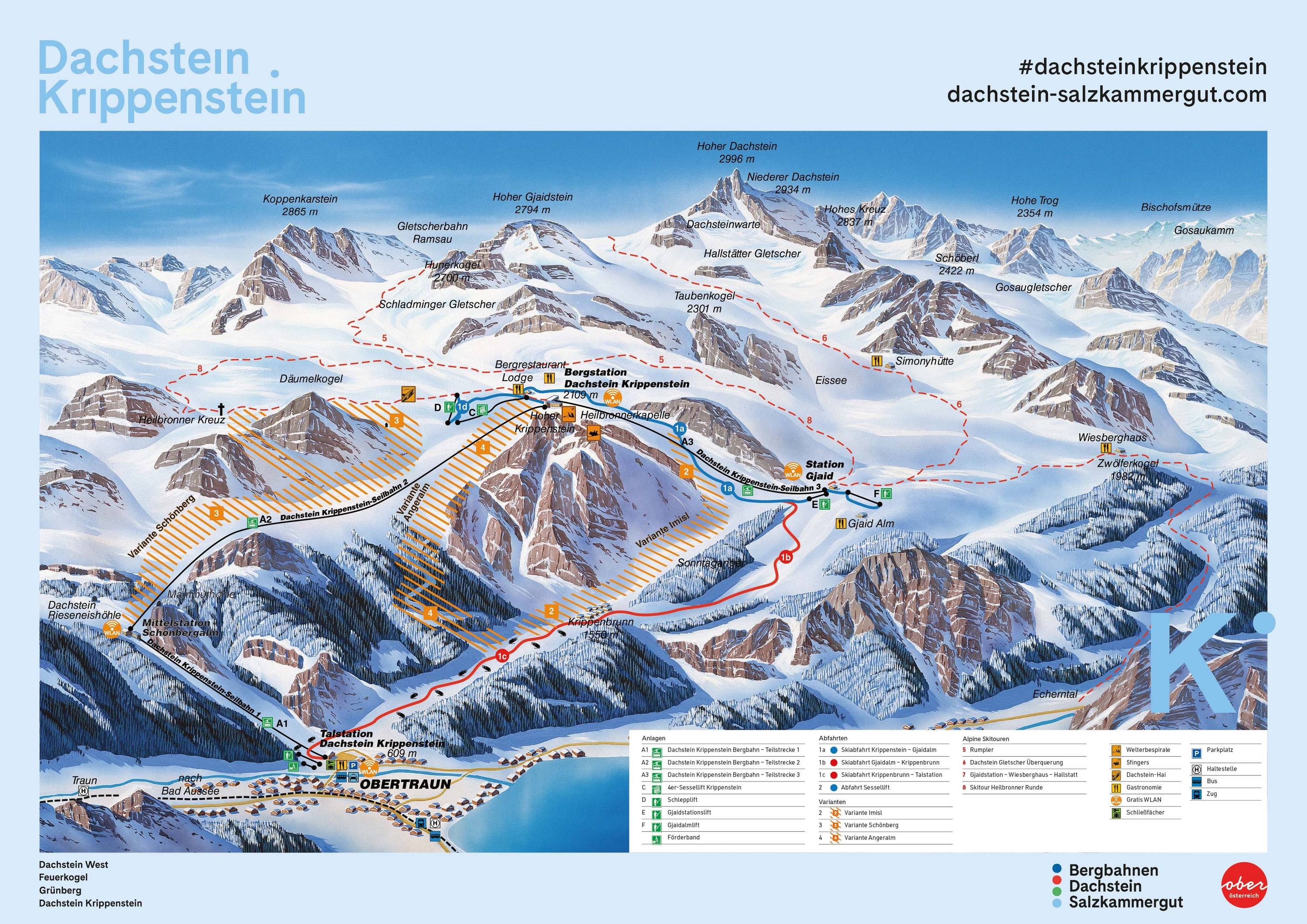 Krippenstein – Obertraun trail map