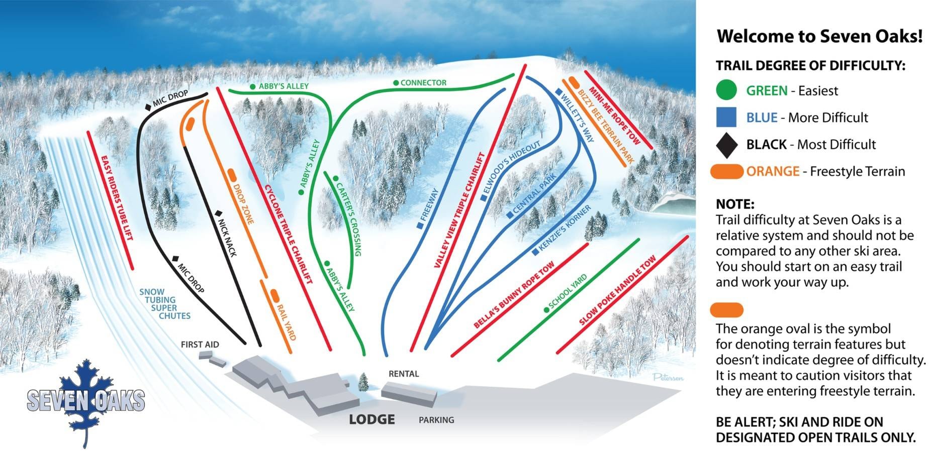 Seven Oaks trail map
