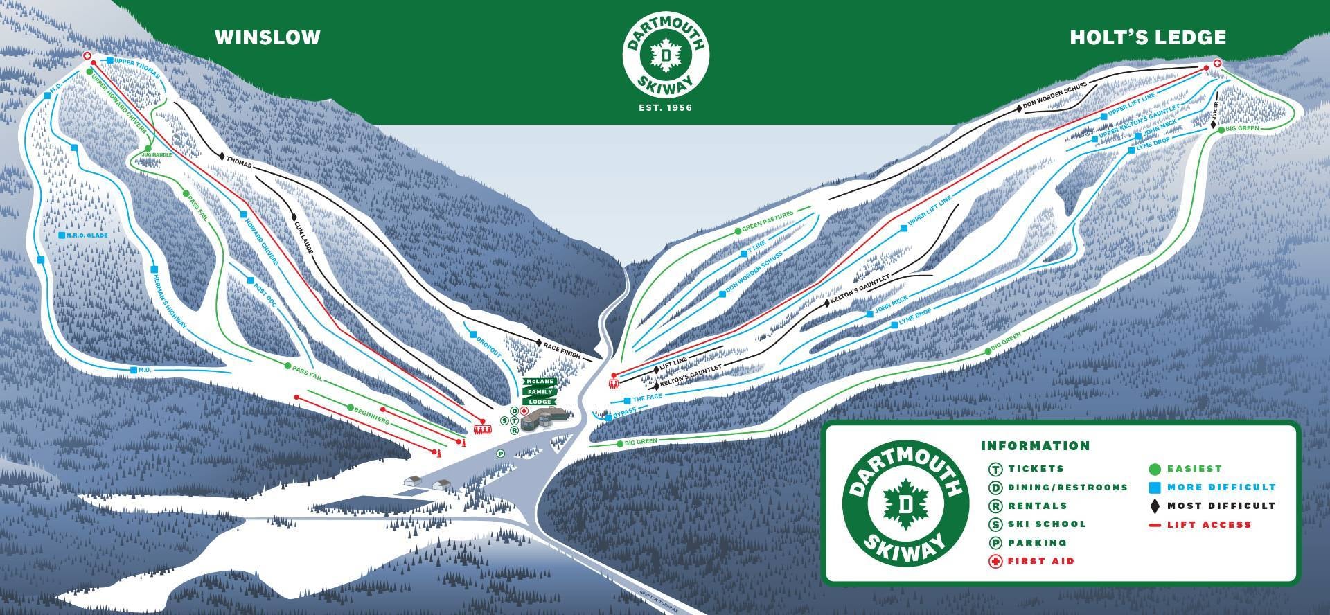 Dartmouth Skiway trail map