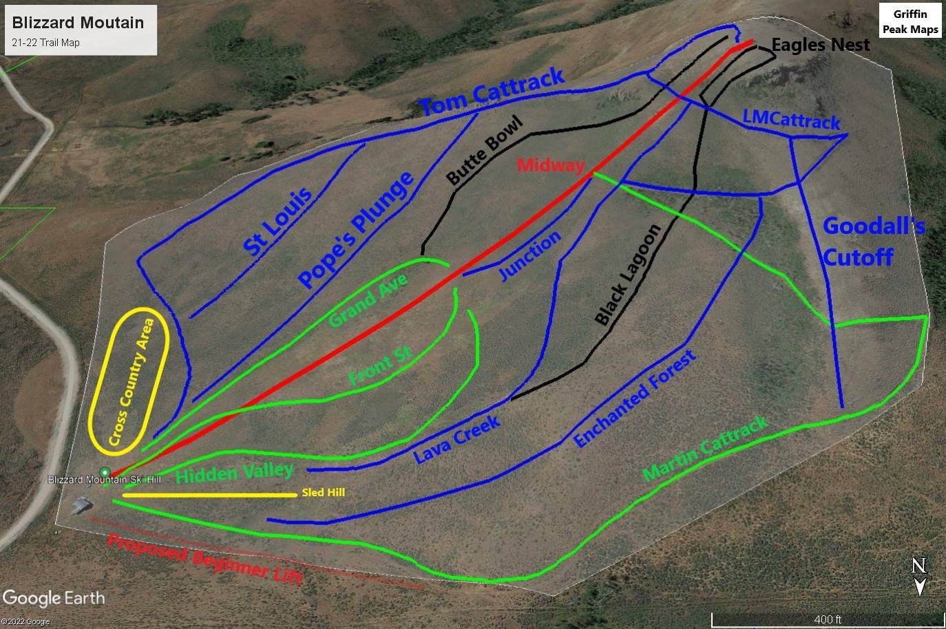 Blizzard Mountain trail map