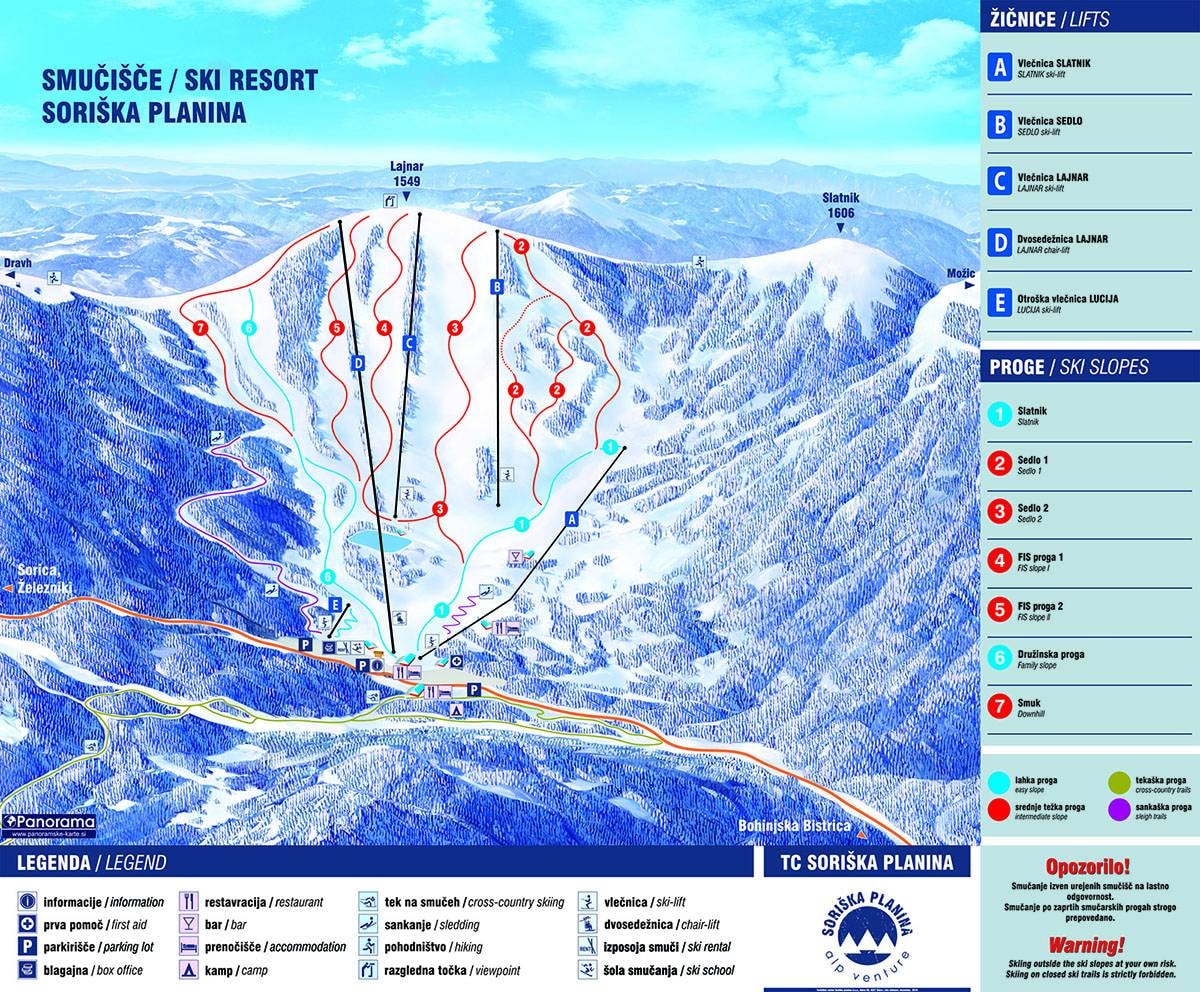 Soriška Planina trail map
