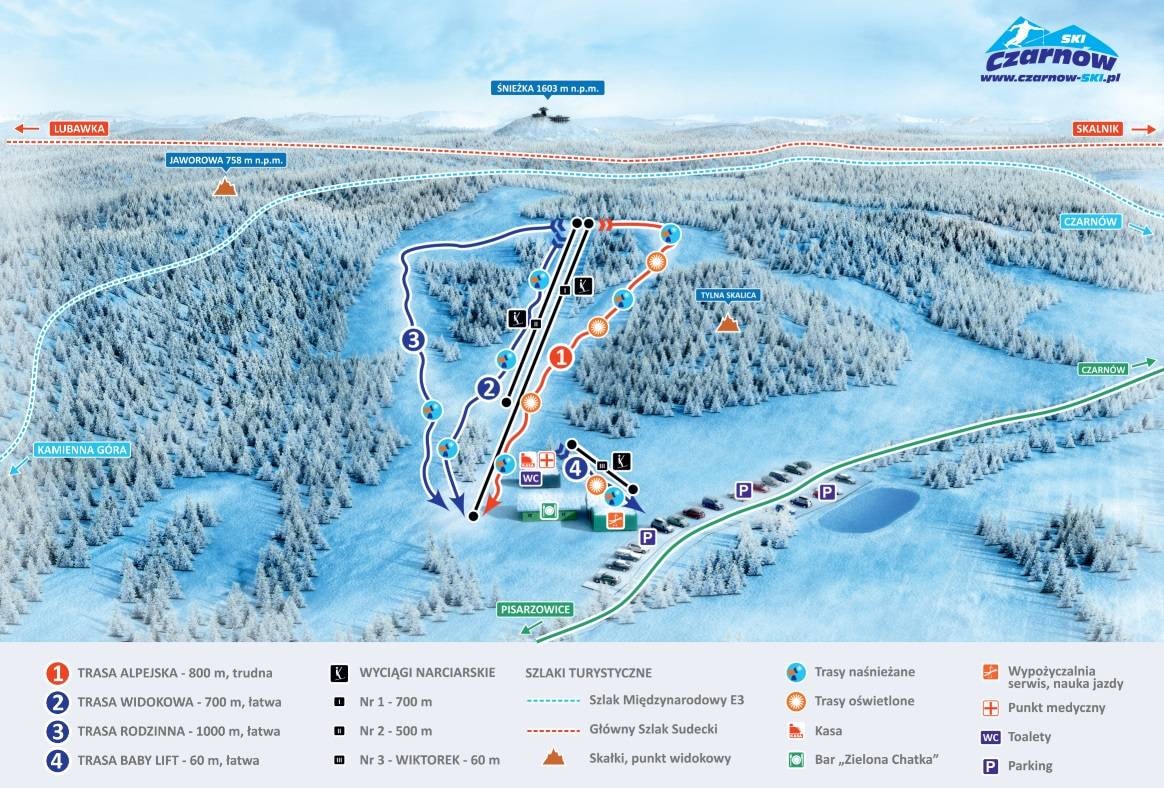 Czarnów – Kamienna Góra trail map