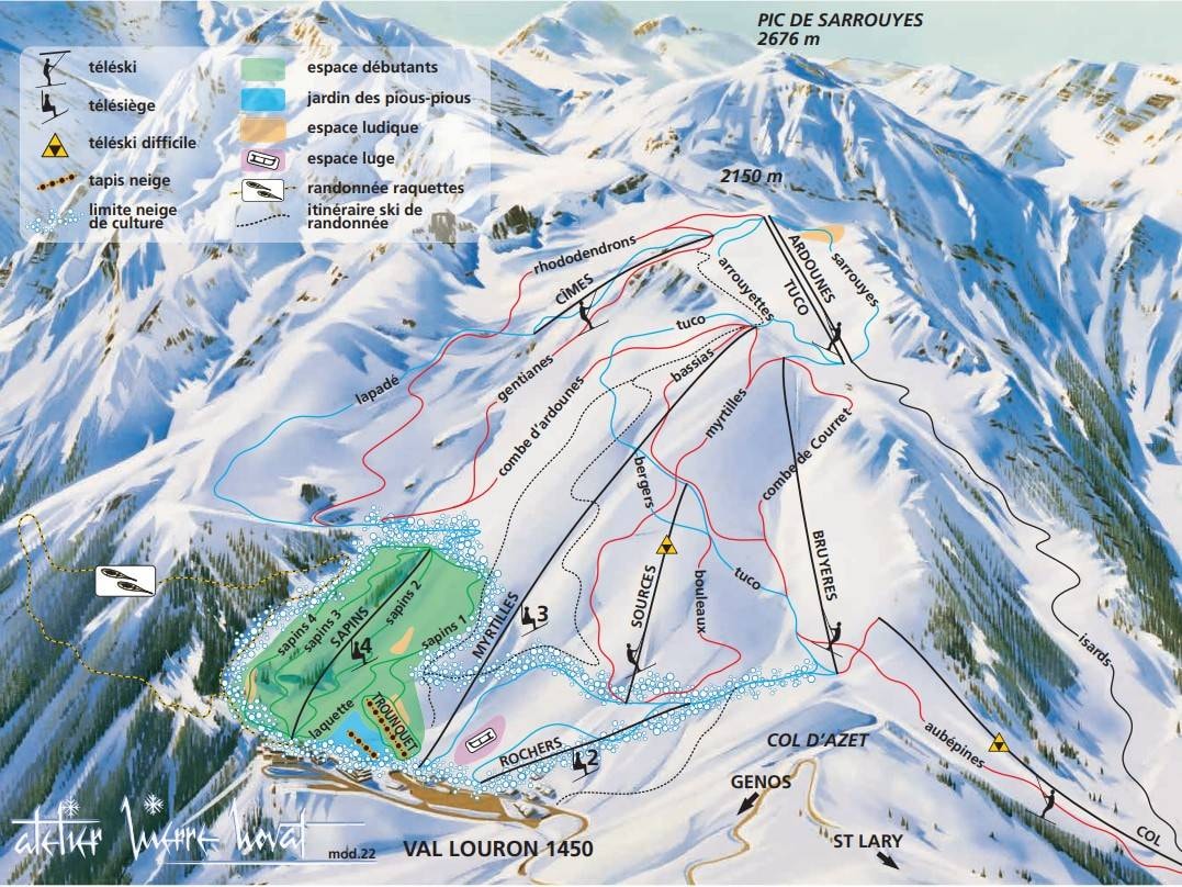 Val Louron trail map