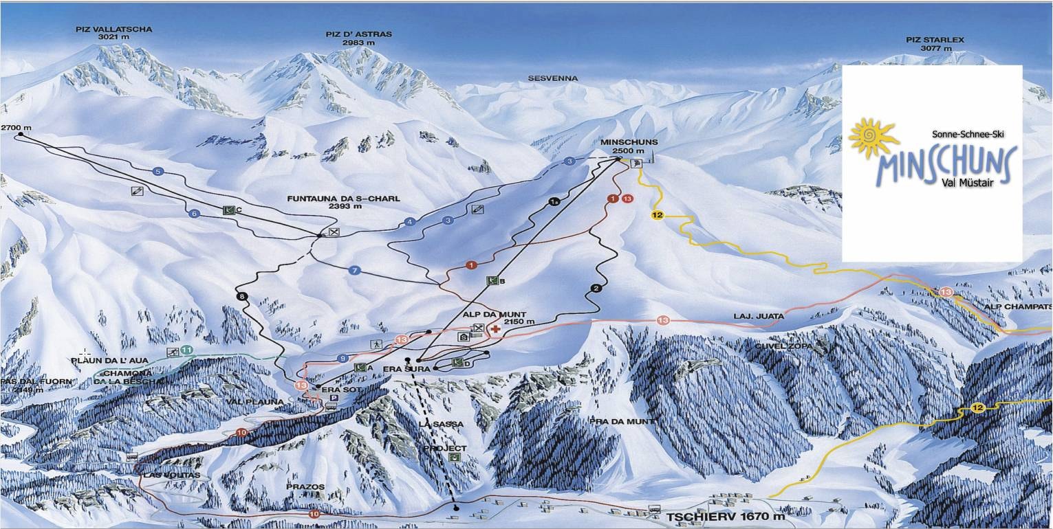 Minschuns – Val Müstair-Tschierv trail map