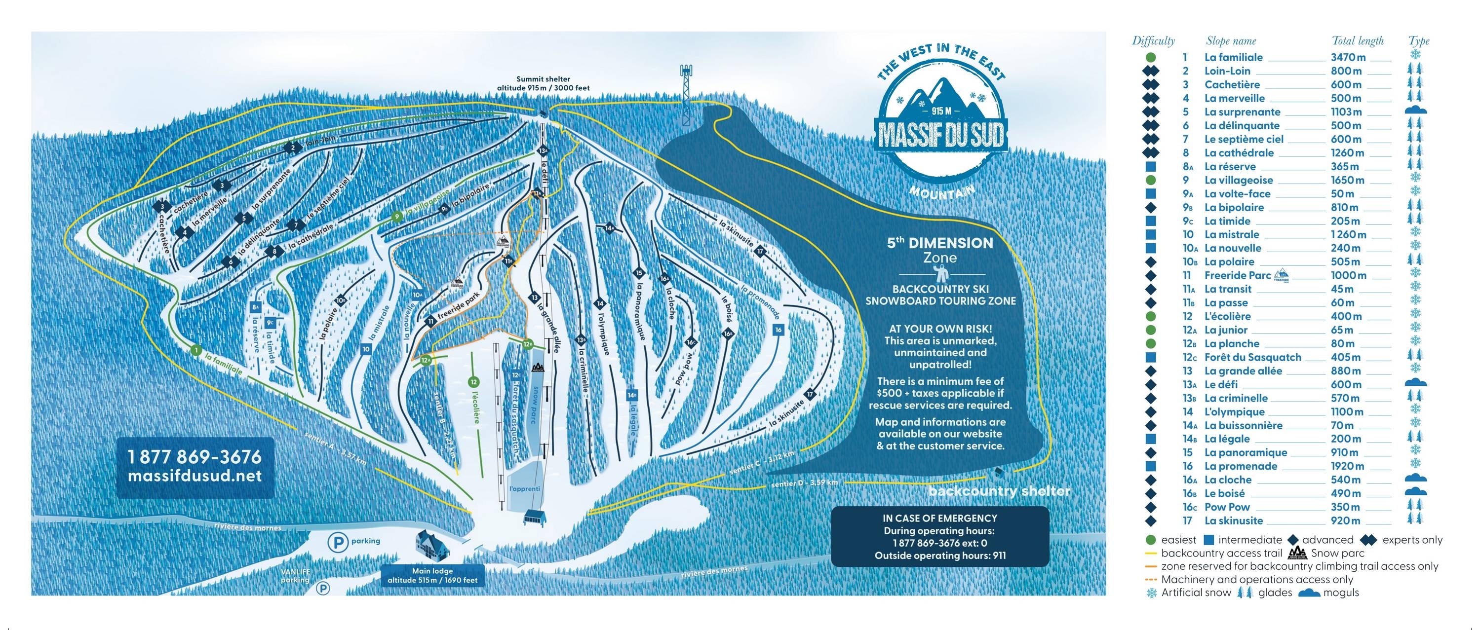 Massif du Sud trail map