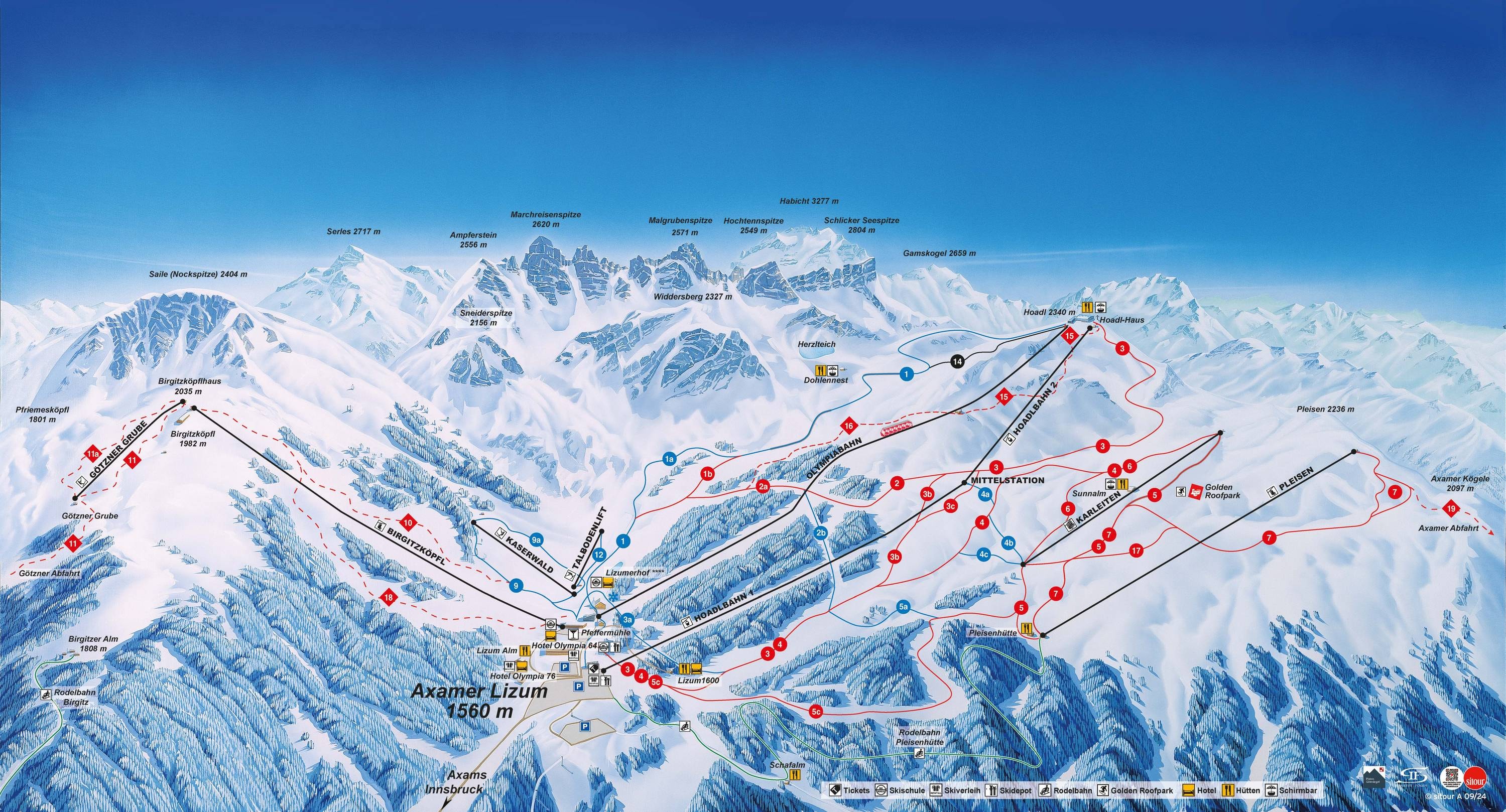 Axamer Lizum trail map