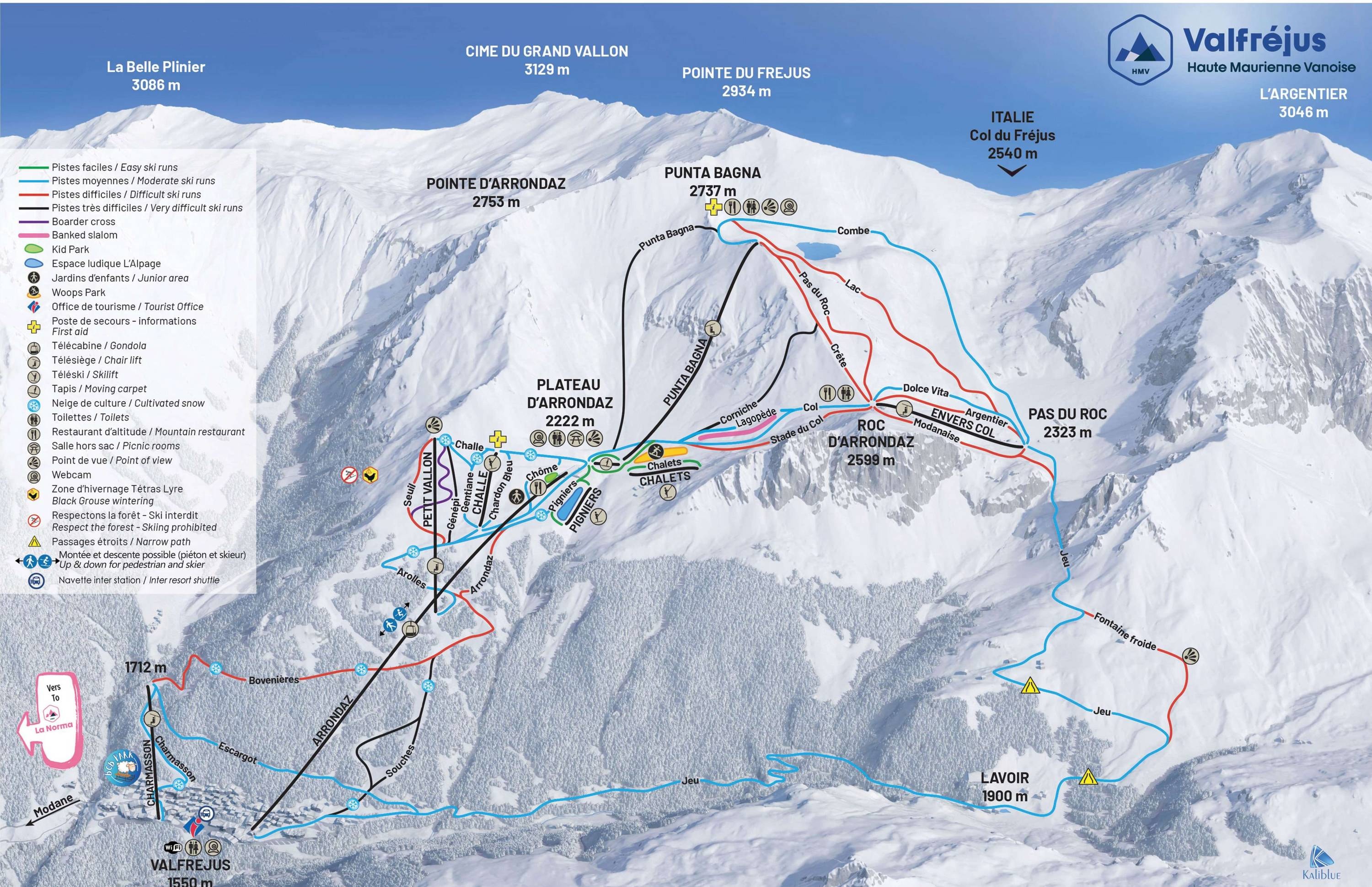 Valfréjus trail map