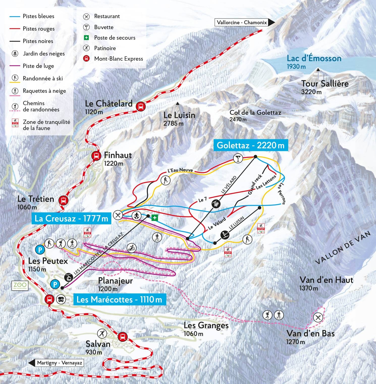 Les Marécottes (Salvan) trail map