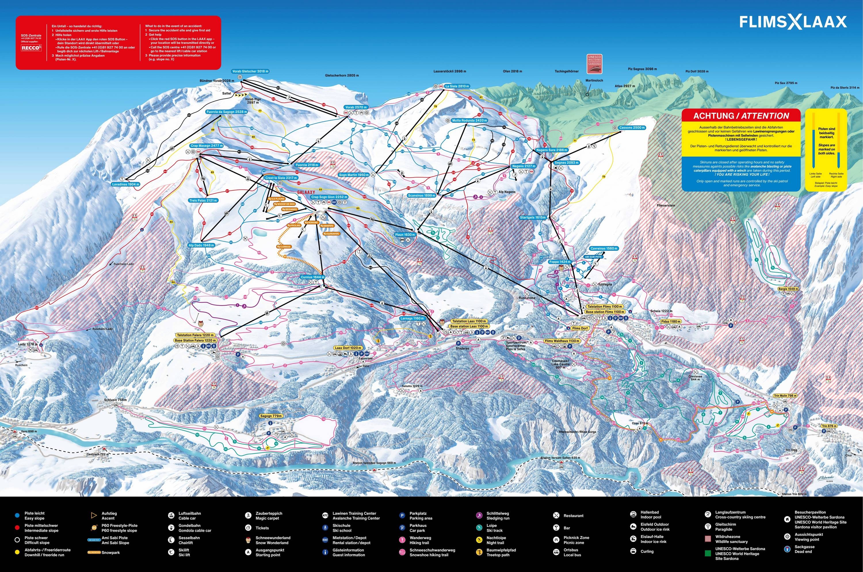 Laax/Flims/Falera trail map