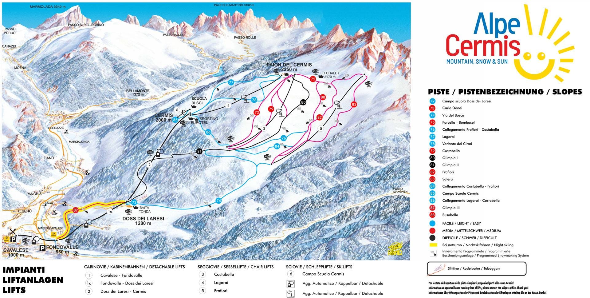 Alpe Cermis – Cavalese trail map