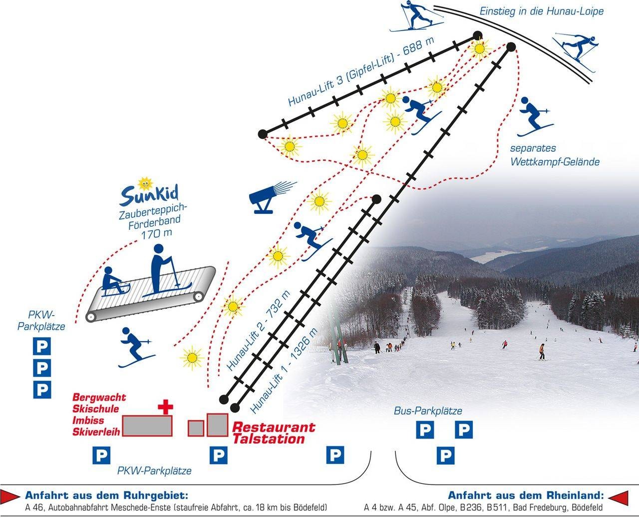 Hunau – Bödefeld trail map