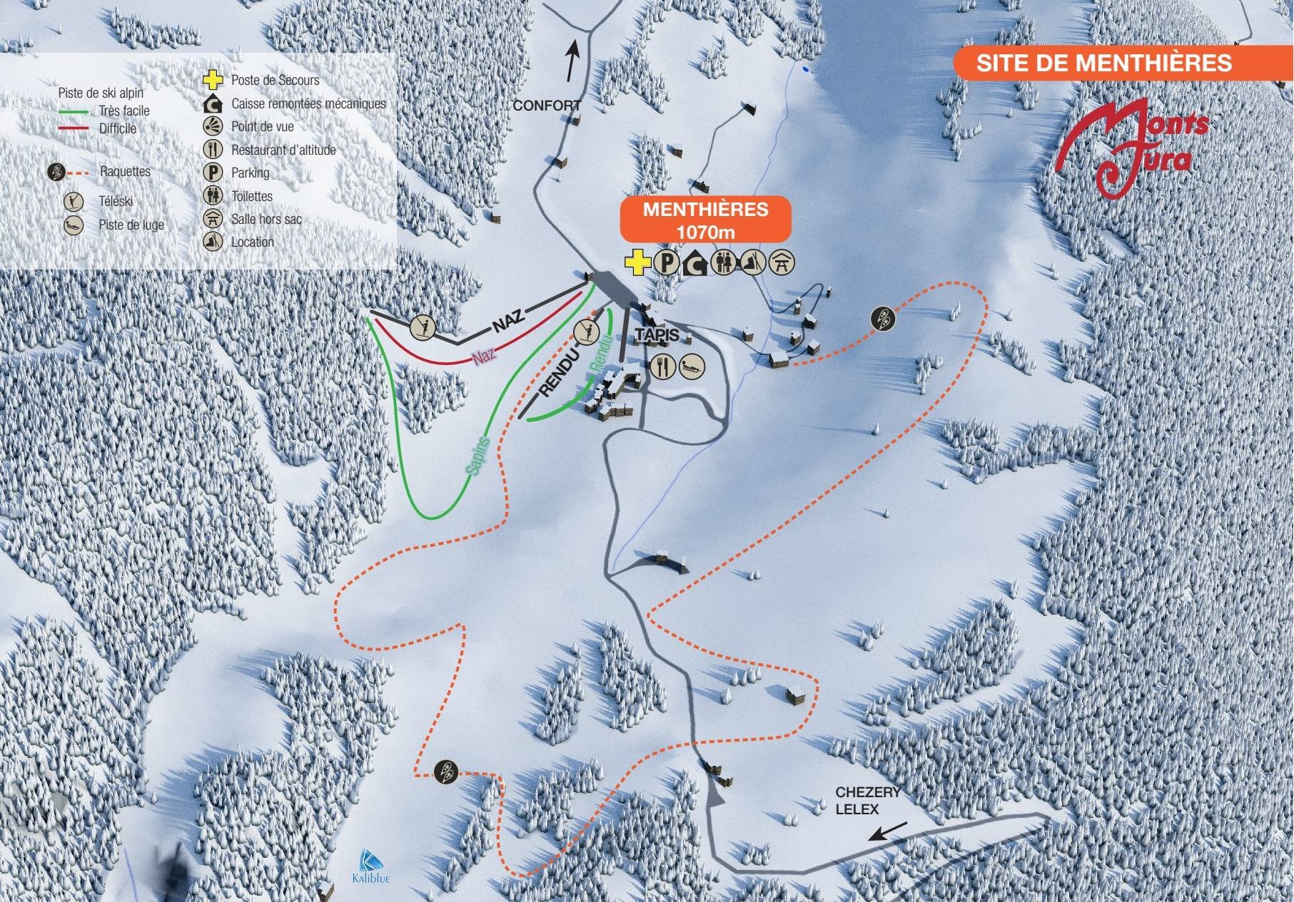 Menthières trail map