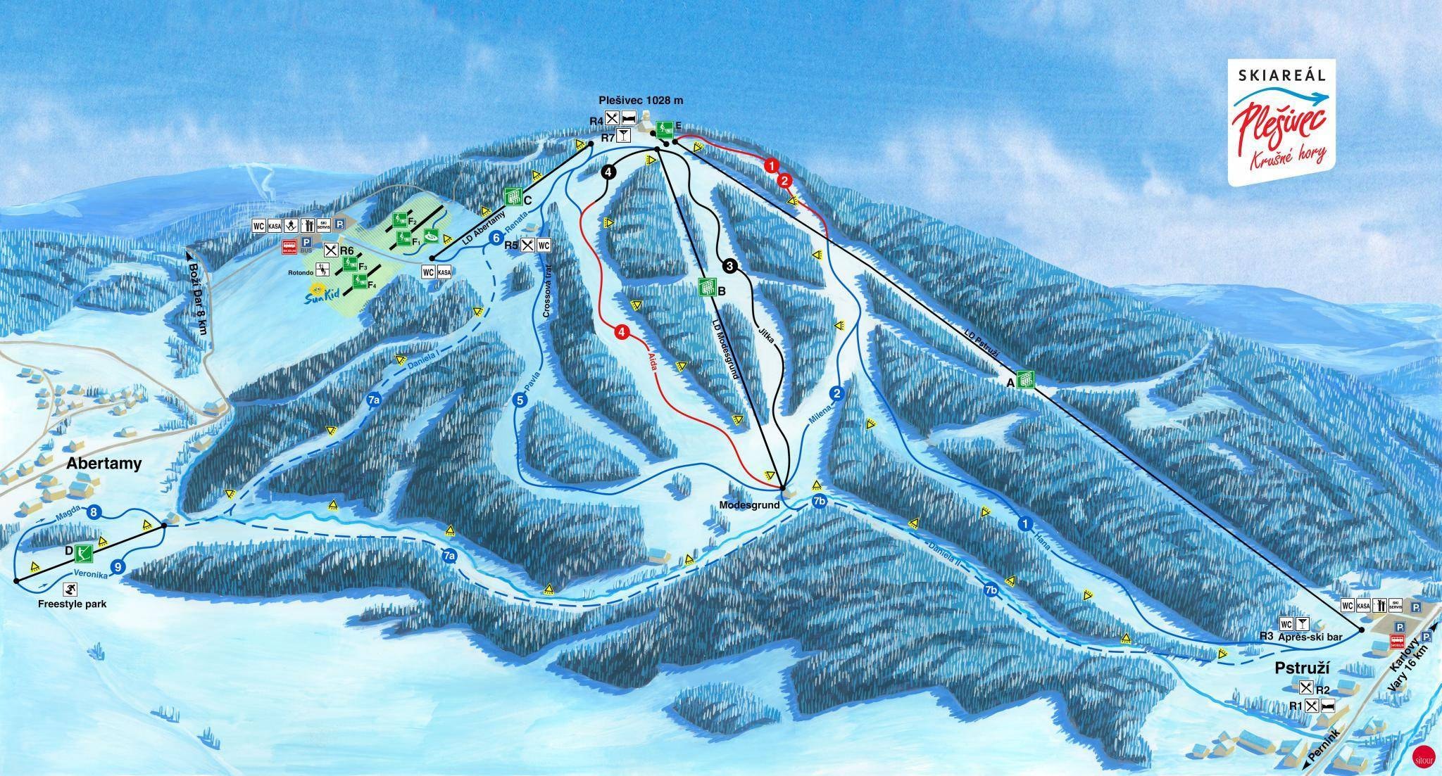 Plešivec – Abertamy trail map